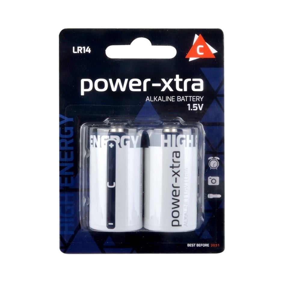 Power-Xtra LR14/C Size Alkaline Pil - 2li Blister