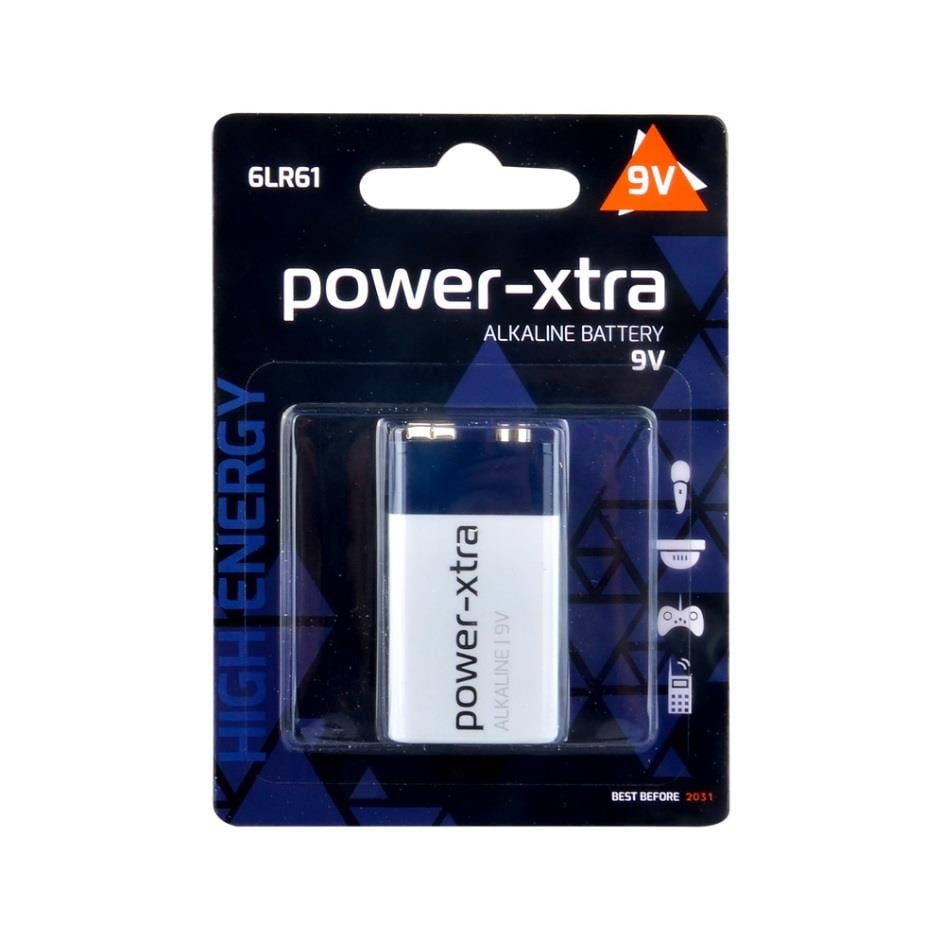 Power-Xtra 6LR61/9V Size Alkaline Pil - Tekli Blister