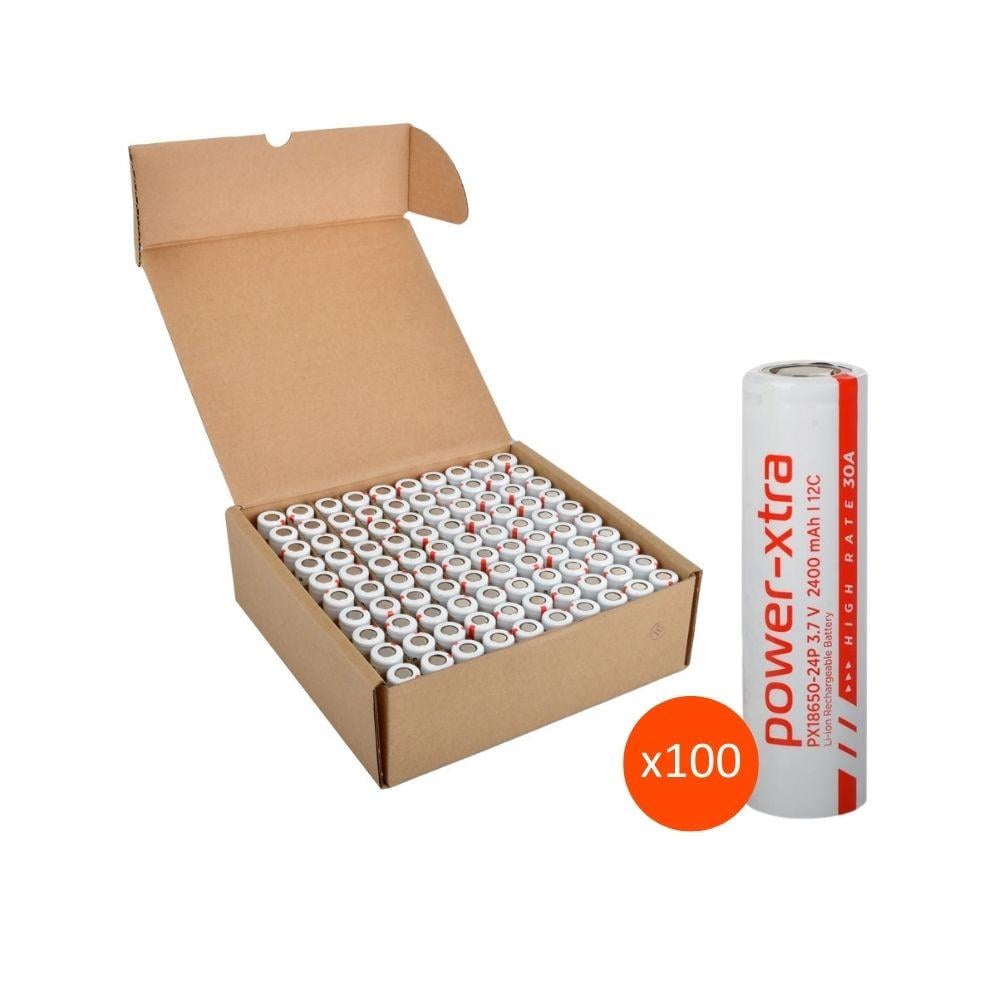 Power-Xtra PX18650-24P - 3.7V 2400 Mah Li-ion Şarjlı Pil - 12C - 30A  100 Lü Paket