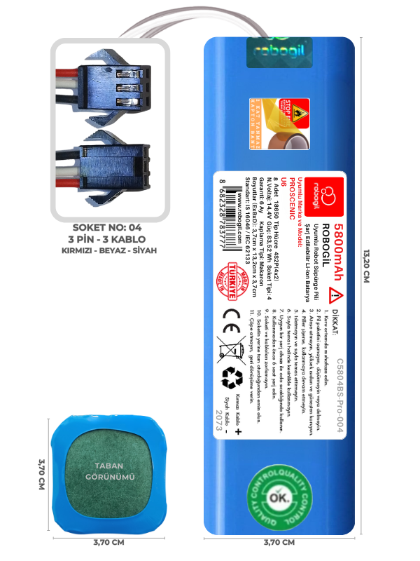 Proscenic U6 5800mAh Uyumlu Robot Süpürge Pili C5804BS-Pro-004