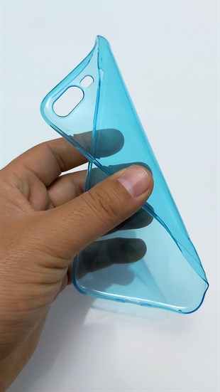 İphone 7 Plus Renkli Silikon Şeffaf Mavi