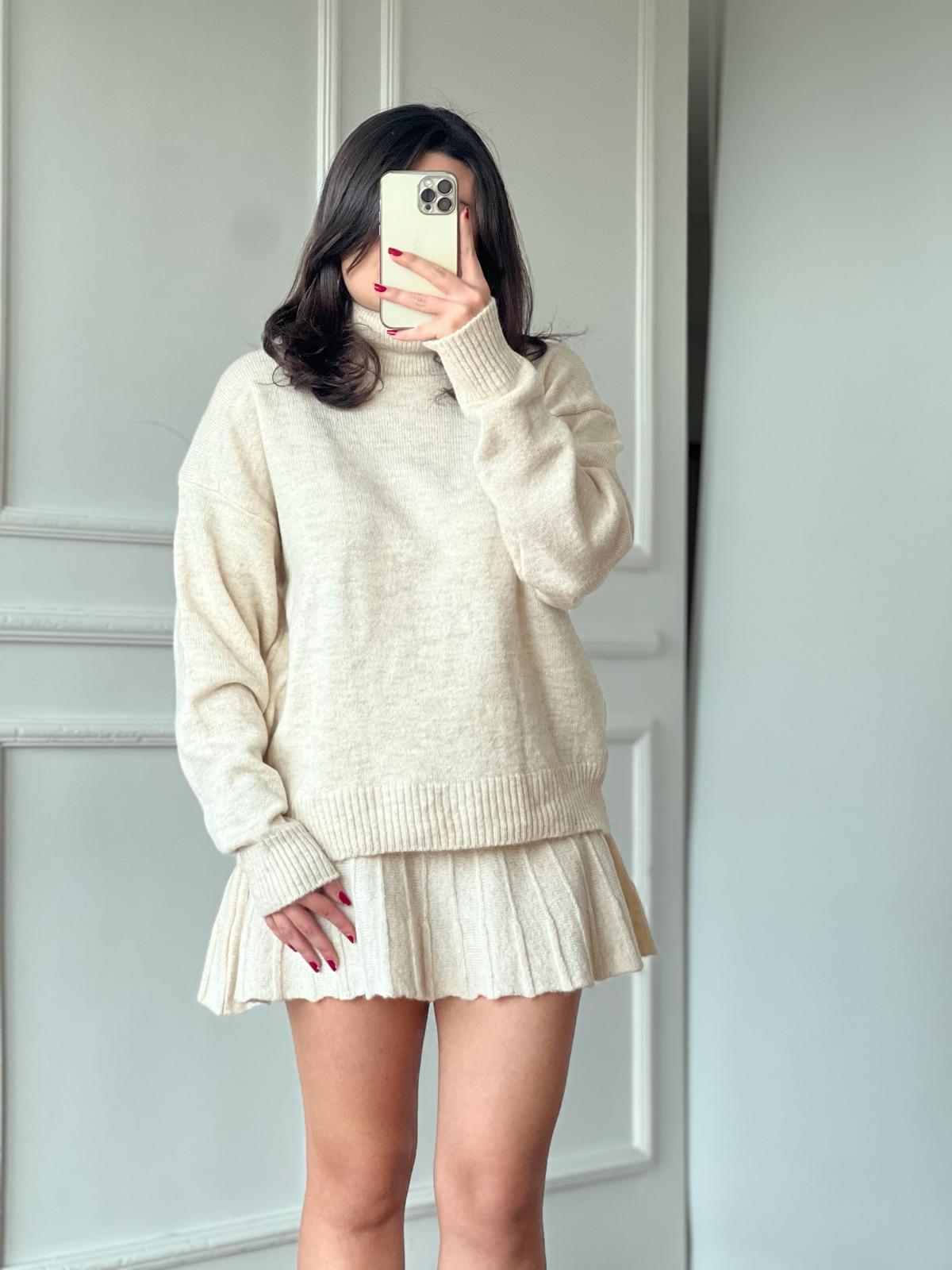 Balıkçı Kazak Etek Takım 5139 Krem