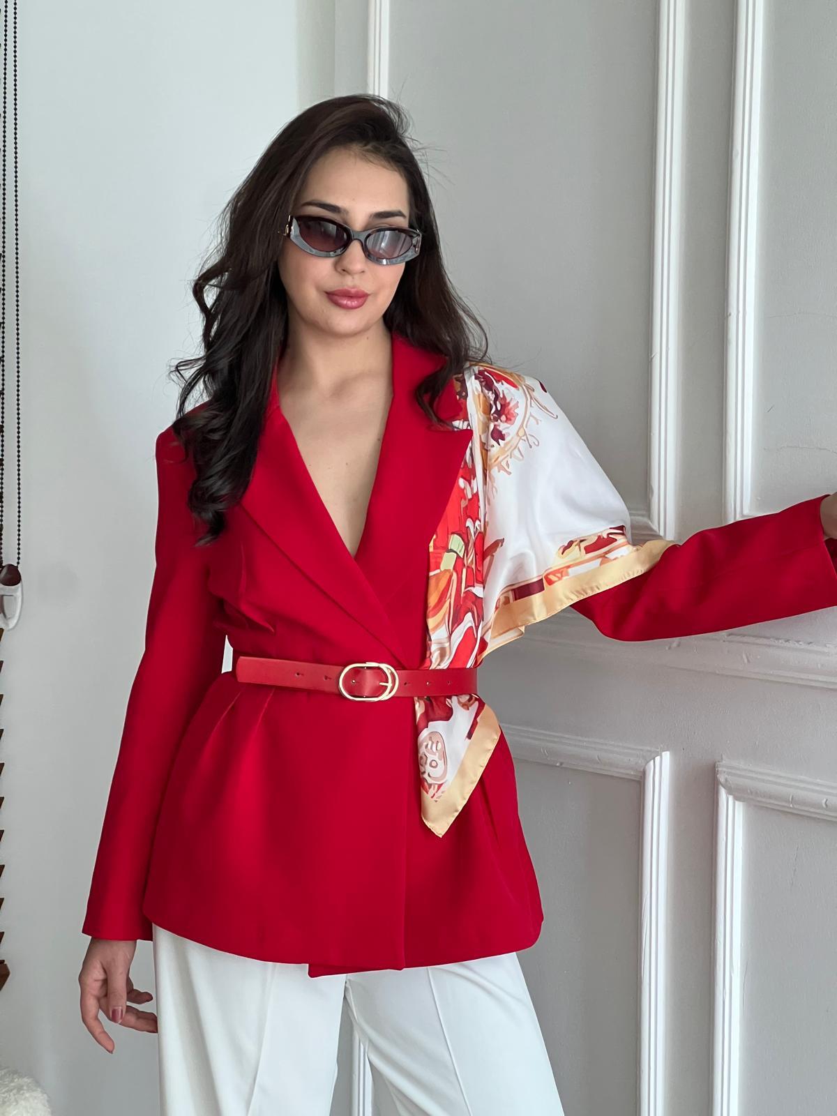 Çift Pileli Ceket 6337 Kırmızı