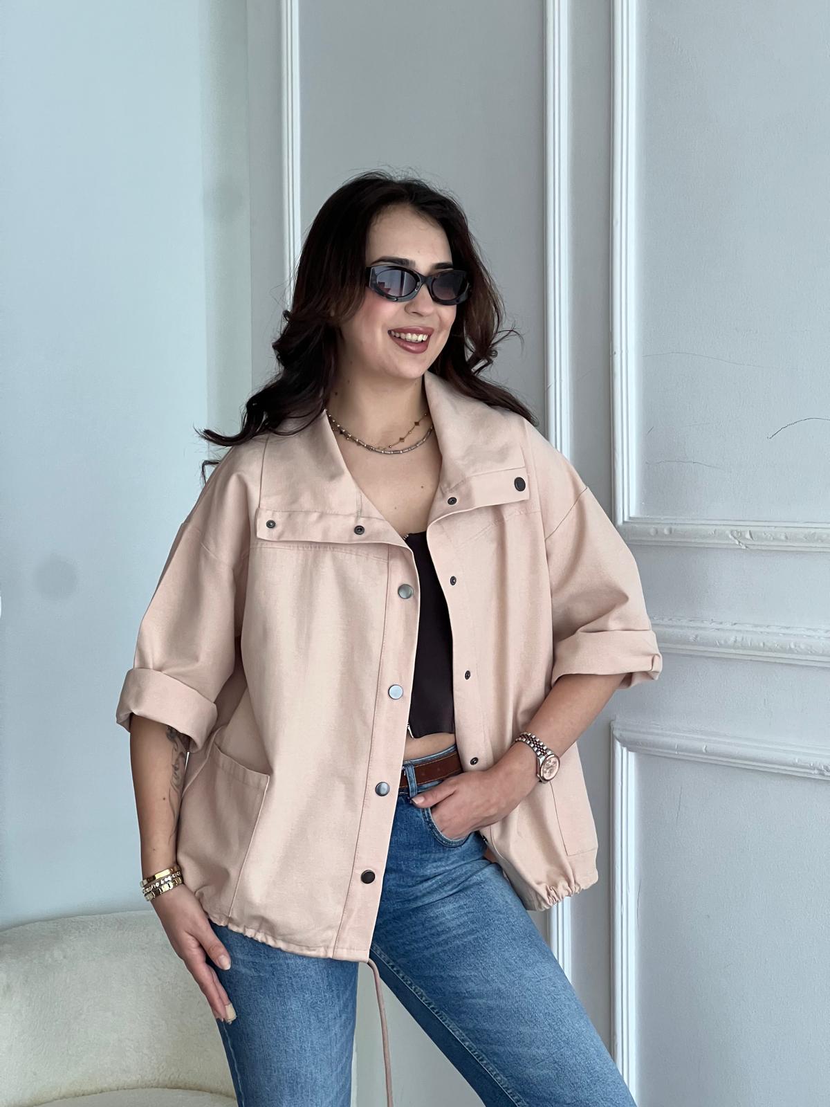 Gabardin Düğmeli Salaş Ceket 4069 Açık Camel