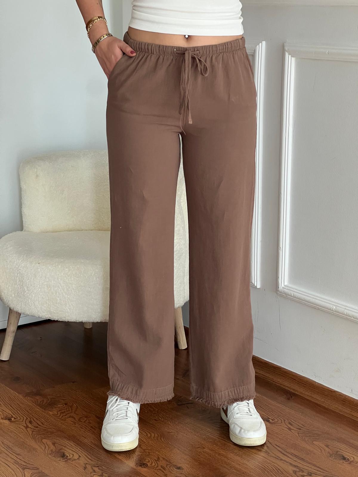 Gabardin Palazzo Pantolon 5543 Açık Kahve
