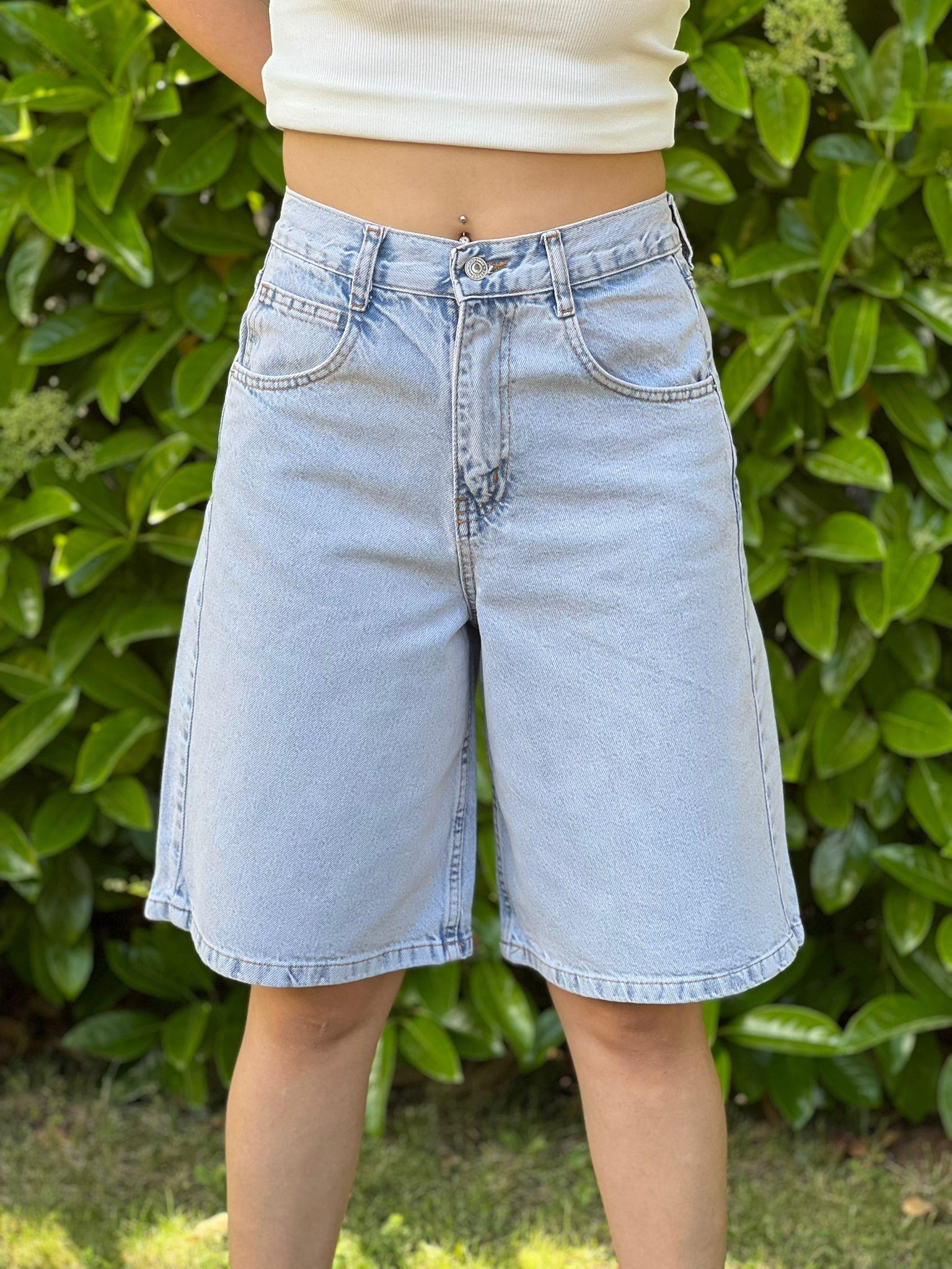 Kemer Tokalı Baggy Şort 476 Açık Mavi