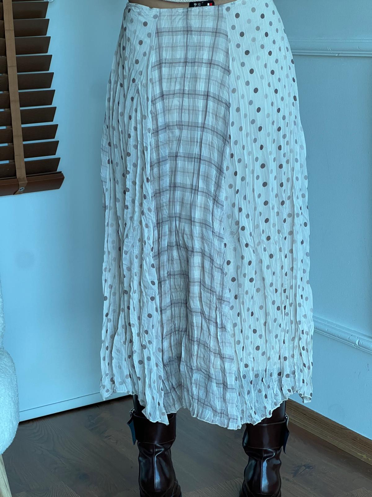 Kombine Desen Midi Etek 26-2337 Bej