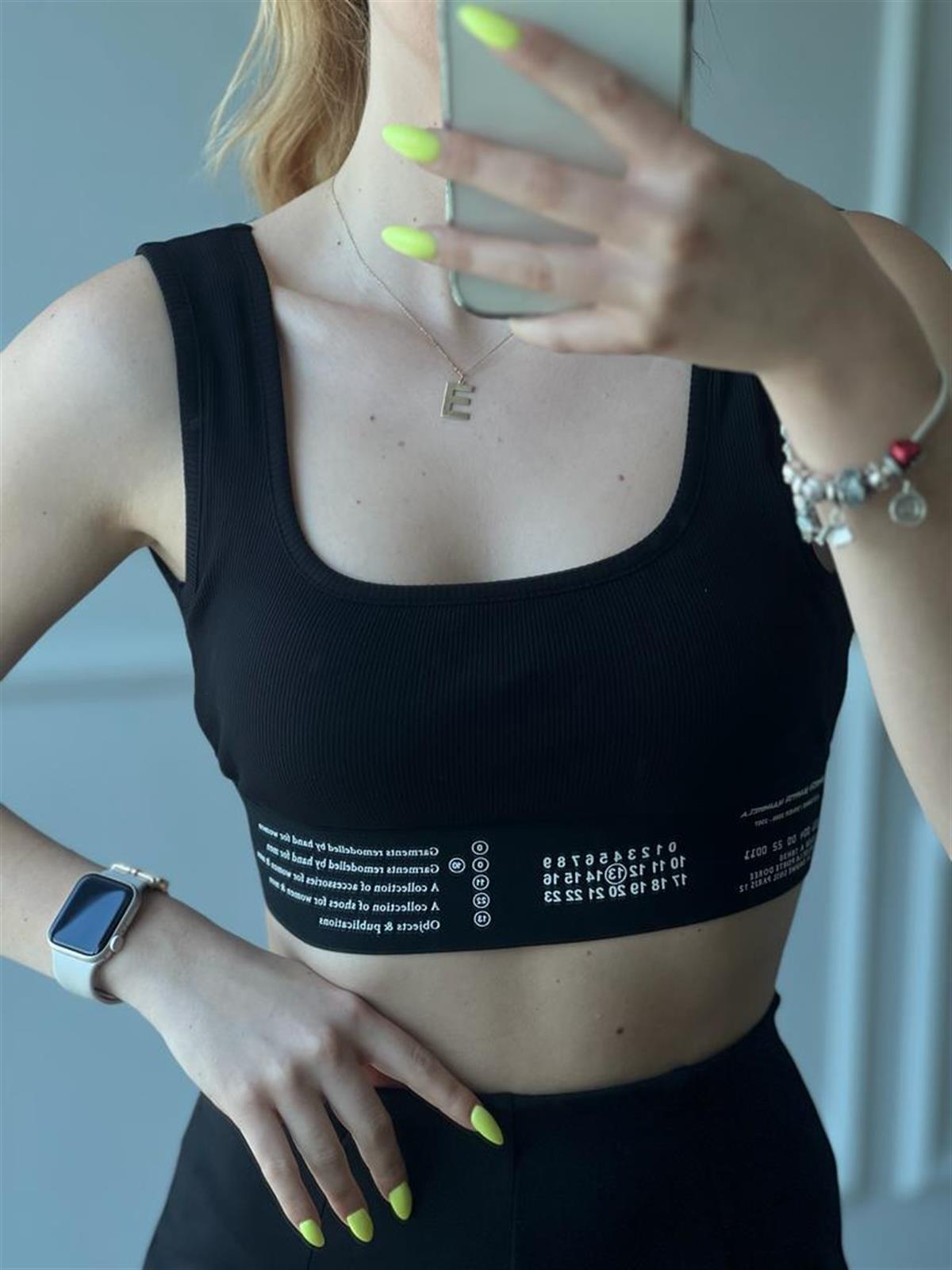 Lastik Detaylı Crop Top 60064 Siyah