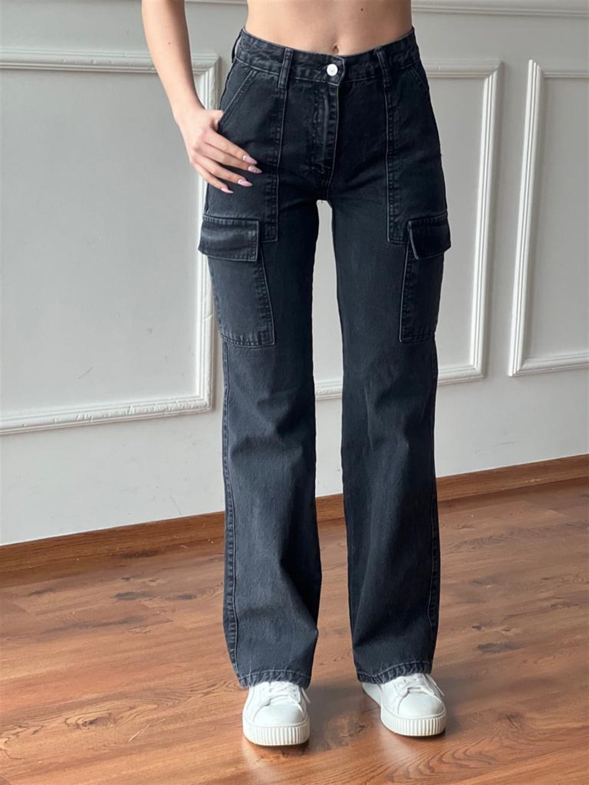 Önü Çift Cepli Flare Pantolon 70831 Siyah