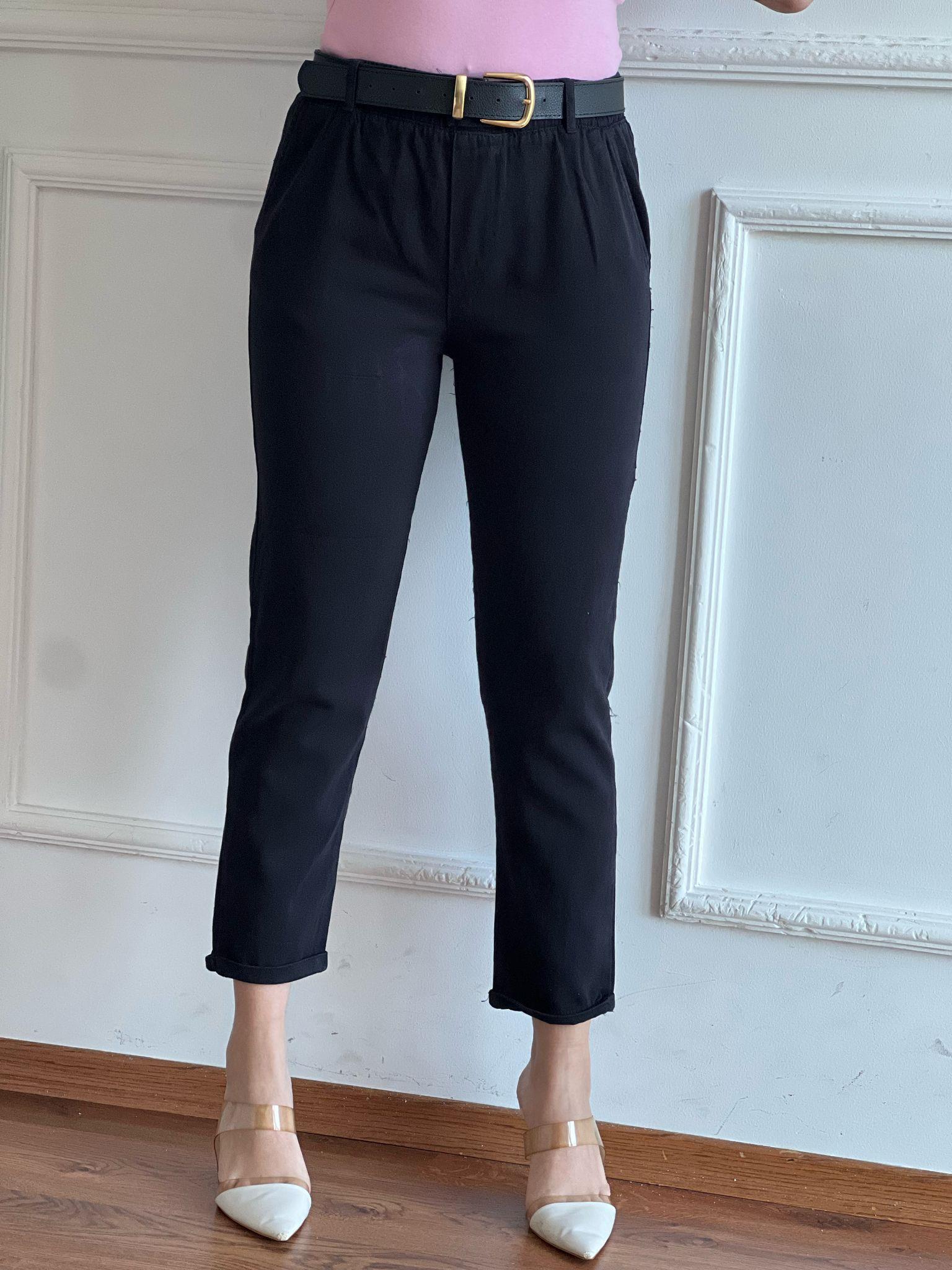 Paçası Katlamalı Gabardin Pantolon 4924-6707 Siyah