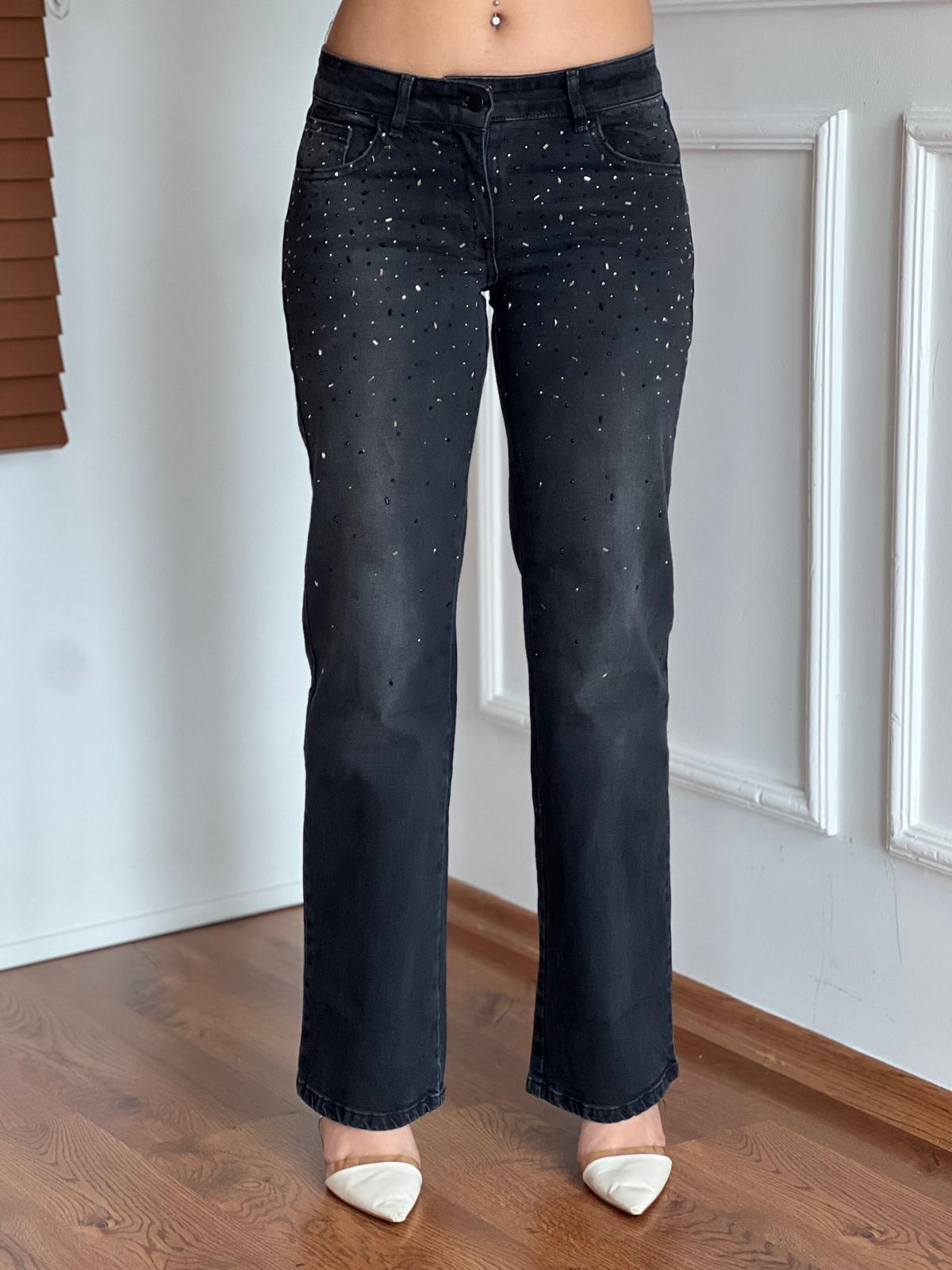 Taşlı Bol Paça Pantolon 300630 Antrasit
