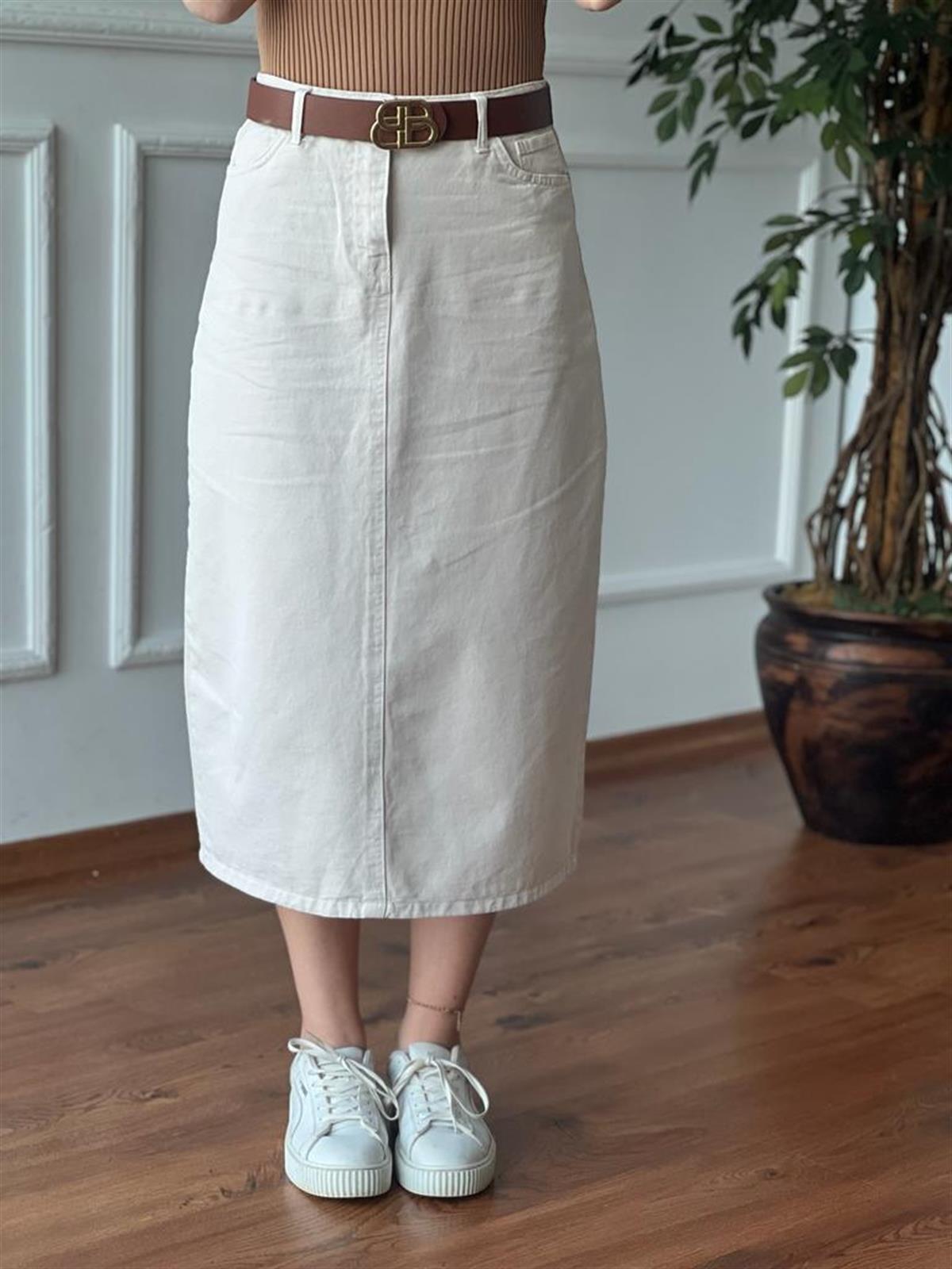 Uzun Gabardin Etek 4819 Taş