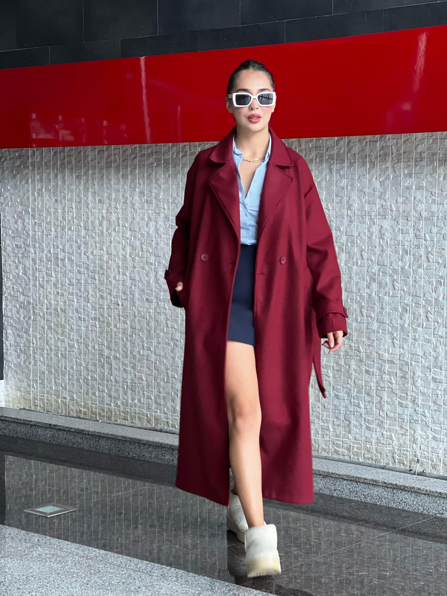 Uzun Kaşe Kaban 216868 Bordo