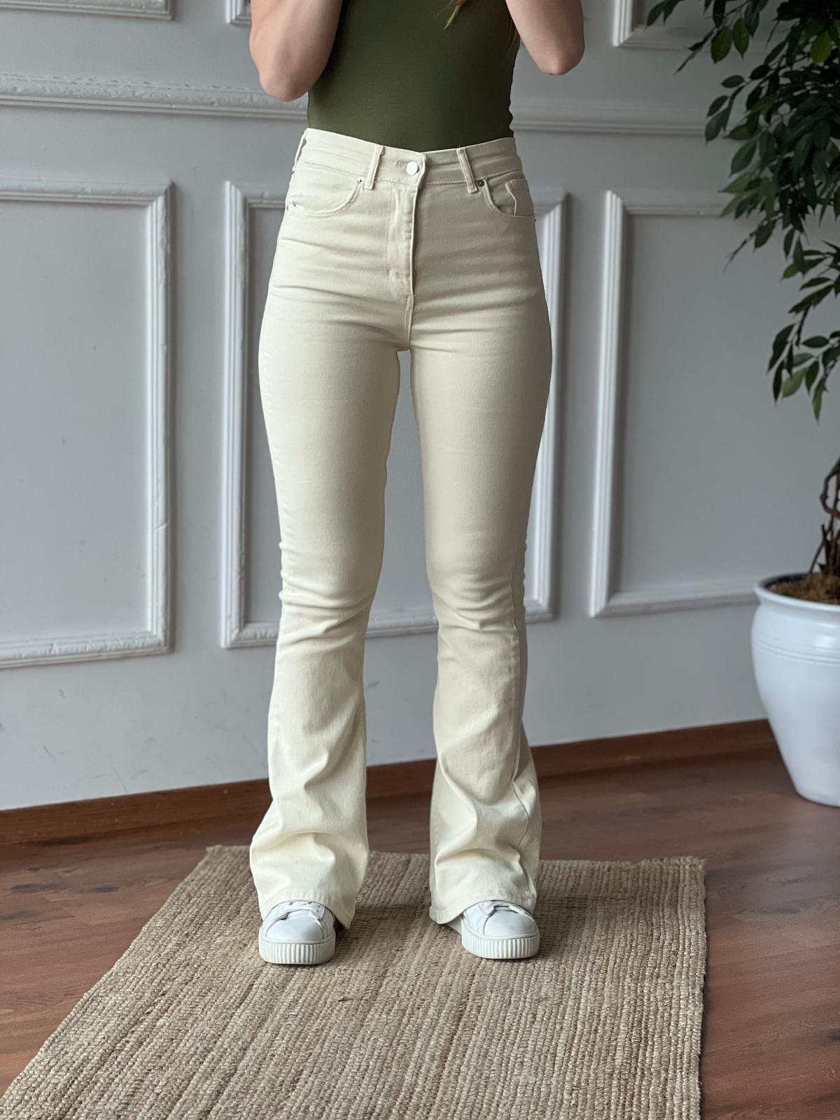 Yüksek Bel İspanyol Paça Pantolon 0520 Taş