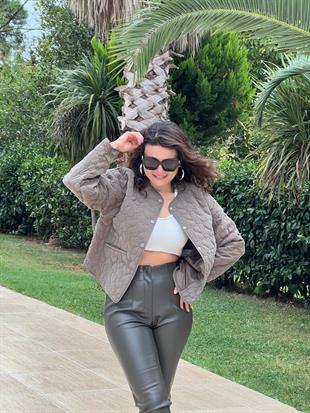 Kalp İşlemeli Kapitone Mont 2416678 Haki