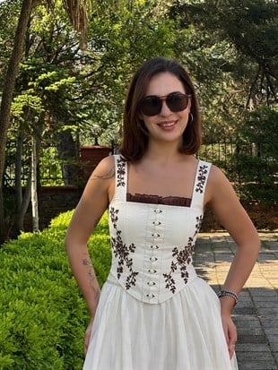Nakışlı Crop Bluz 2618543 Beyaz