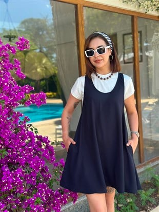 Tshirtlü Kısa Elbise 4153 Siyah