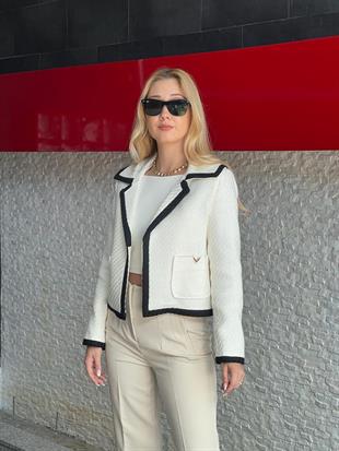 Tüvit Blazer Ceket 6105 Beyaz