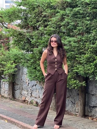 Yelek Pantolon Takım 247172 Kahverengi