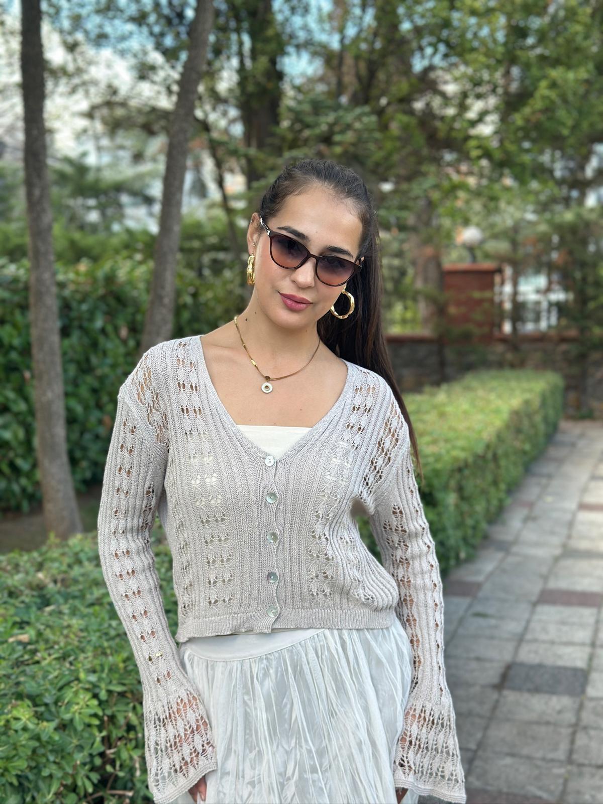 Ajurlu İspanyol Kol Hırka 251046 Taş