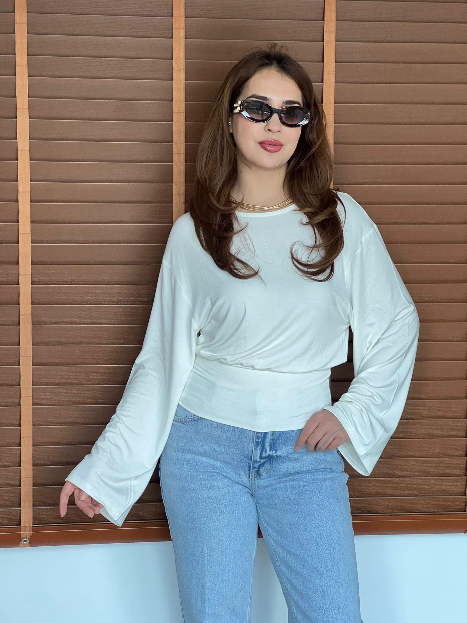 Arkası Parçalı Bluz 17020 Ekru