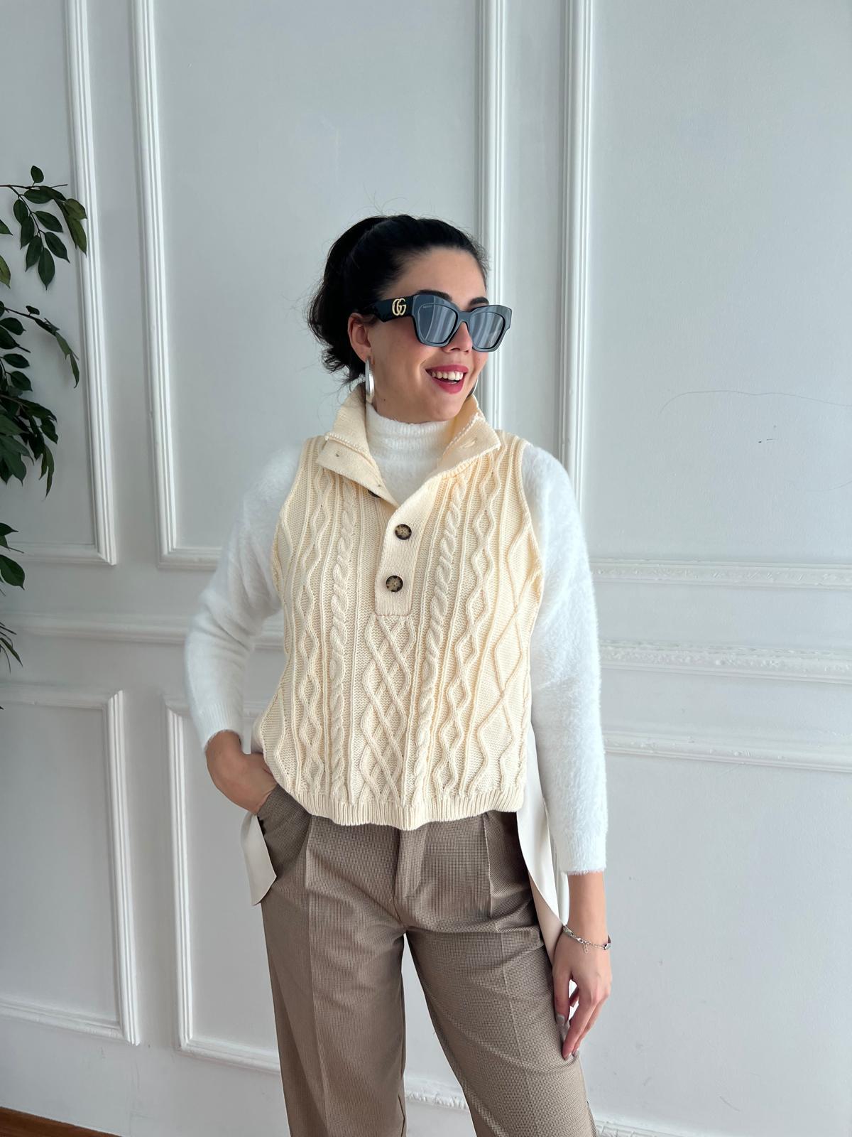 Arkası Süet Yelek 1776 Krem