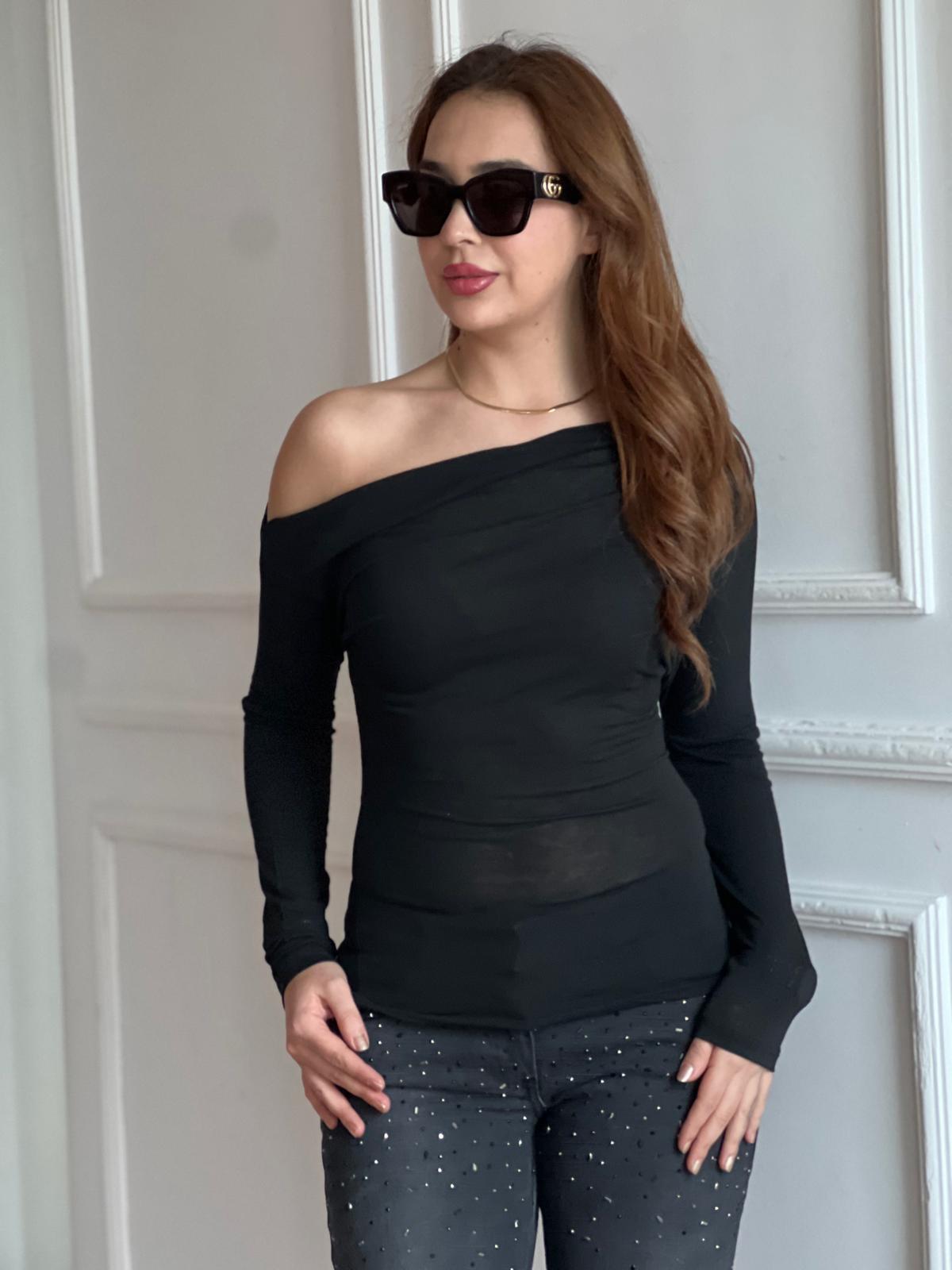 Asimetrik Örme Bluz 2618208 Siyah