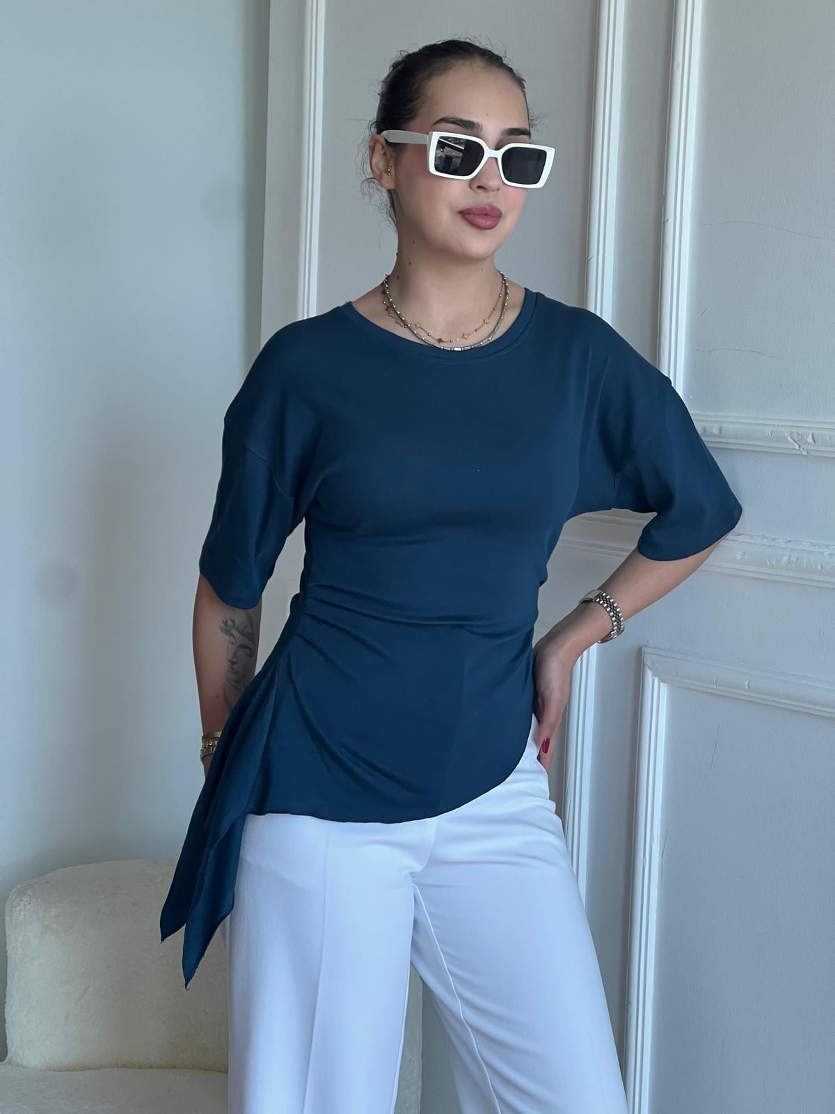 Asimetrik Tshirt 2321 İndigo