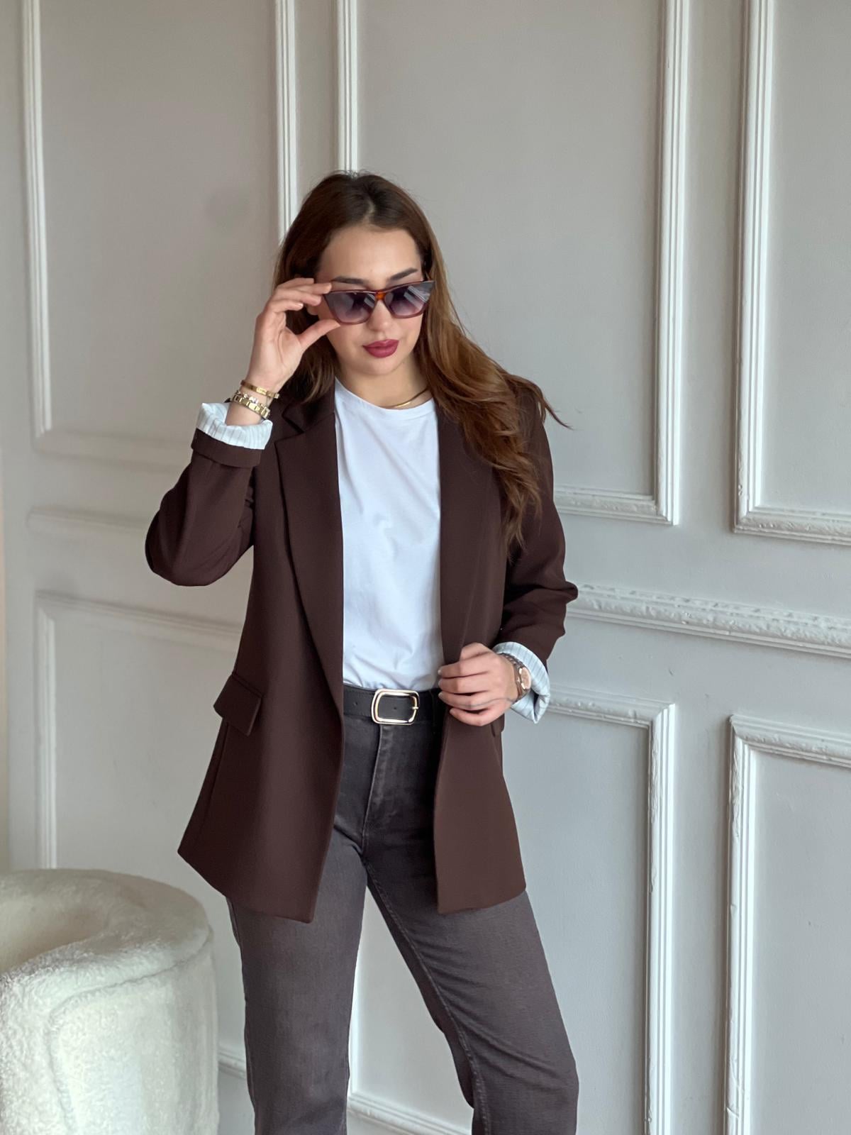 Astarlı Garnili Ceket 6286 Kahverengi