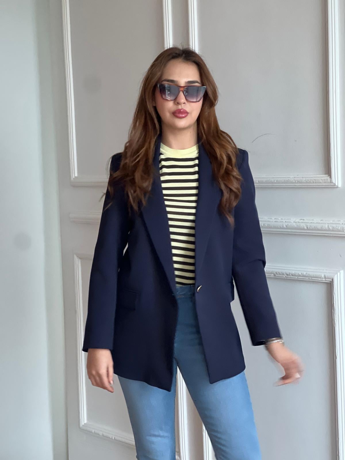 Astarlı Garnili Ceket 6286 Lacivert