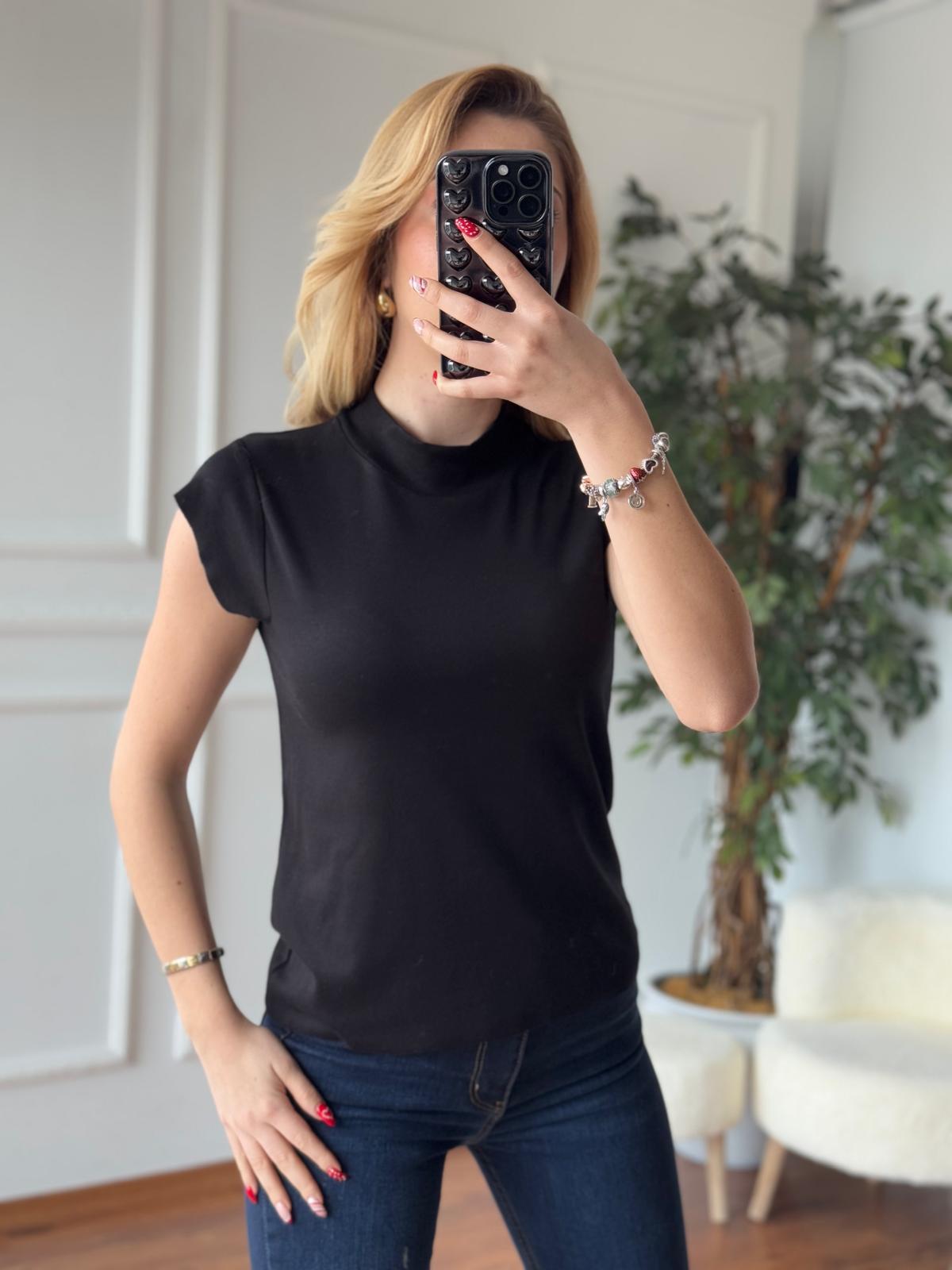 Balıkçı Yaka Bluz 5073X Siyah