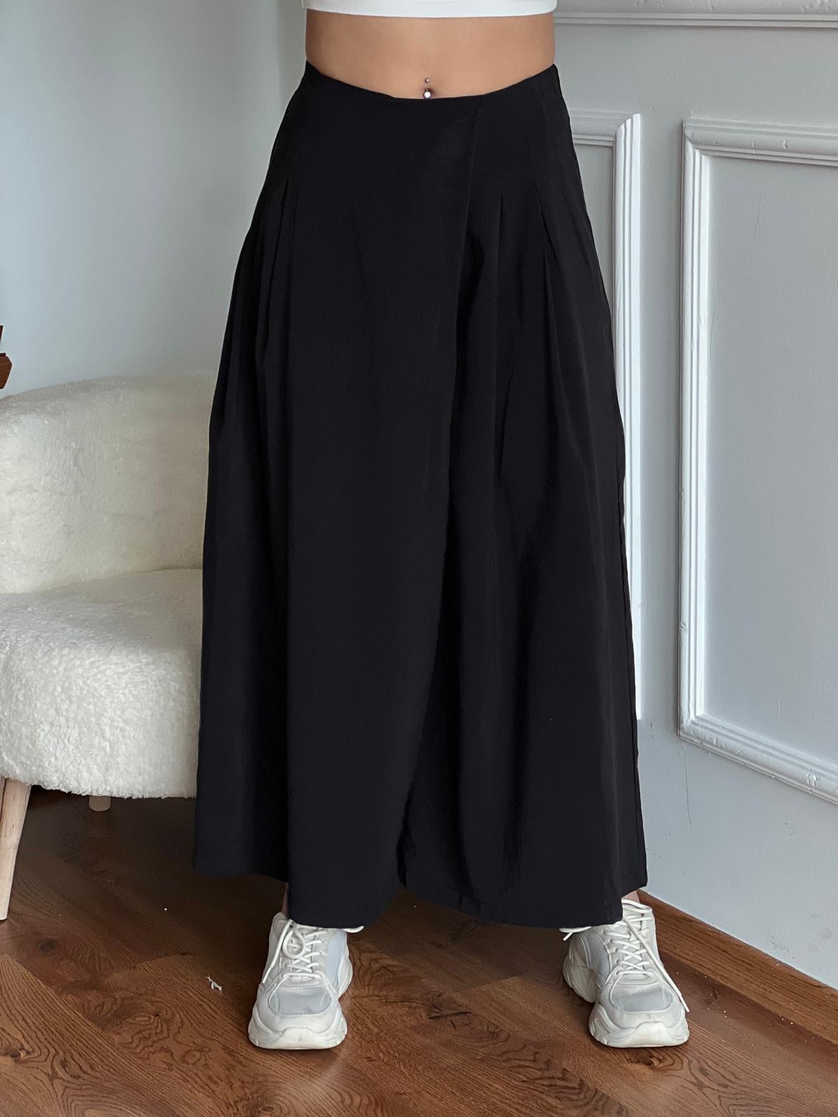 Beli Lastikli Pareo Pantolon 2067 Siyah