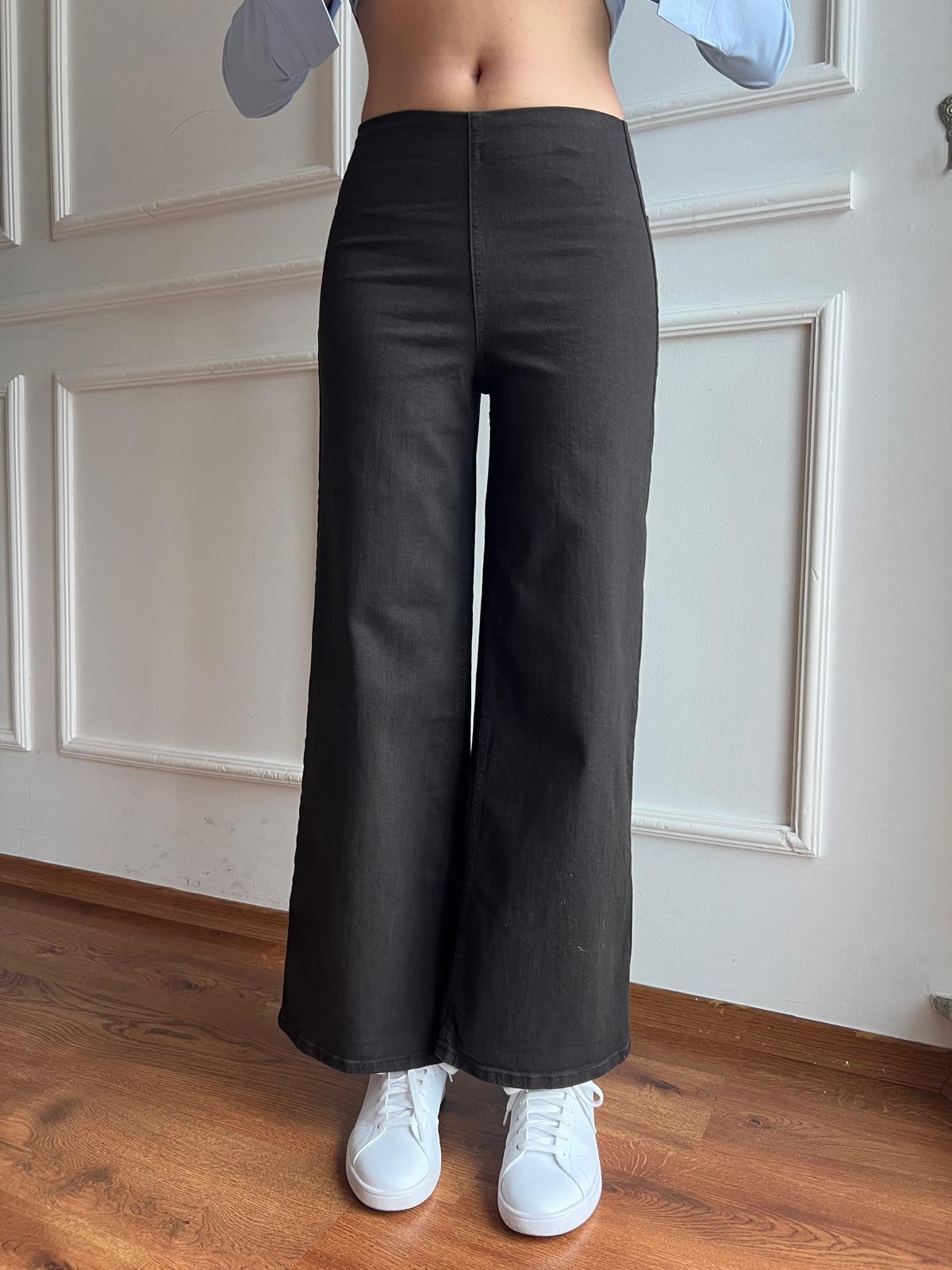 Beli Lastikli Streç Palazzo Pantolon D761 Kahverengi