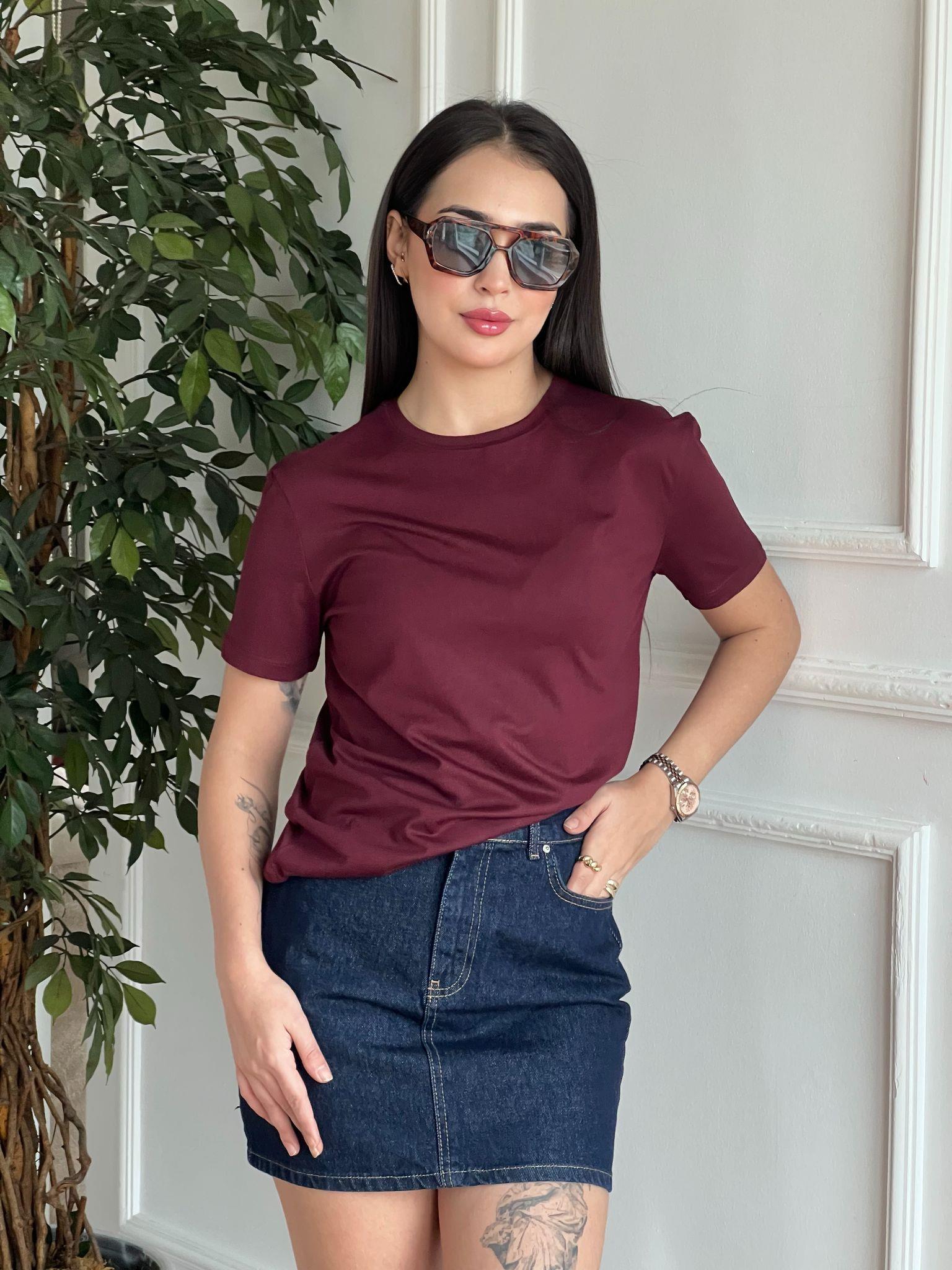 Bisiklet Yaka Tshirt 31791 Bordo