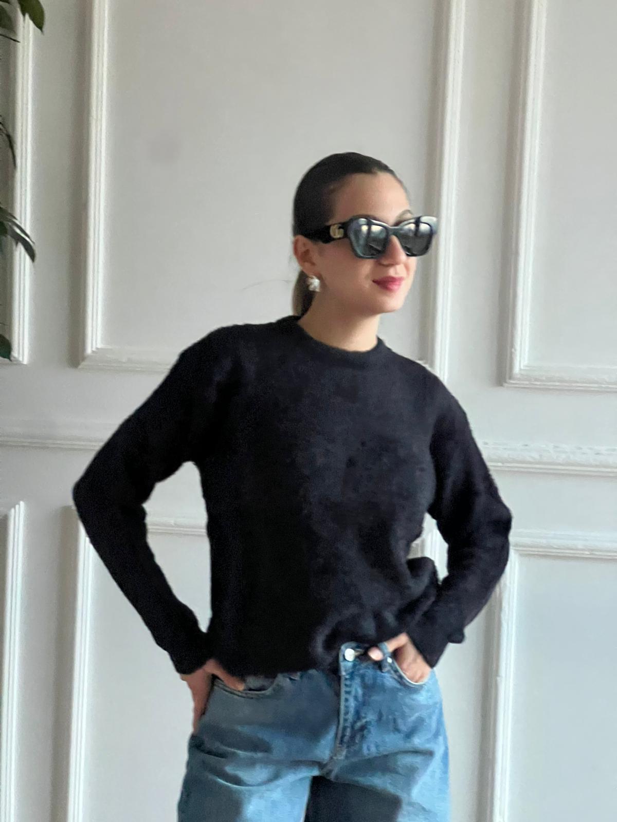 Bisiklet Yaka Yumoş Kazak 70120 Siyah