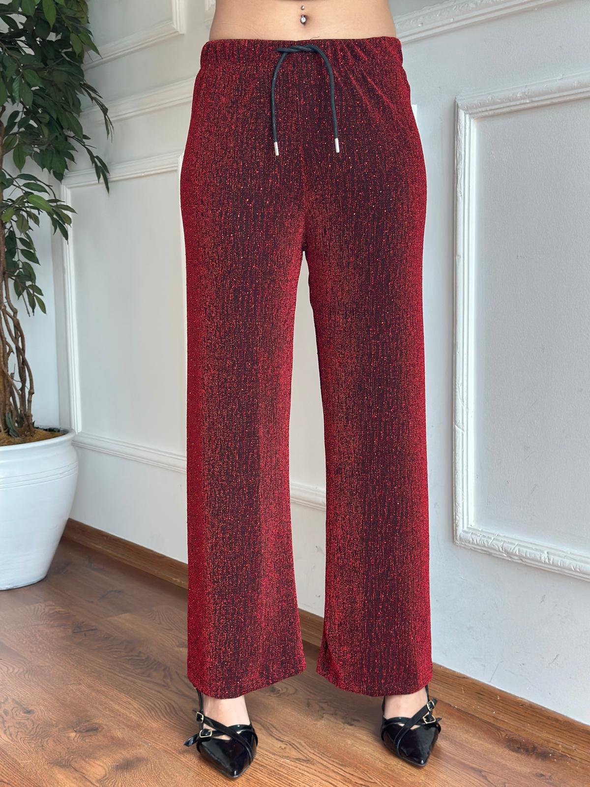 Bol Paça Simli Pantolon 29416 Bordo