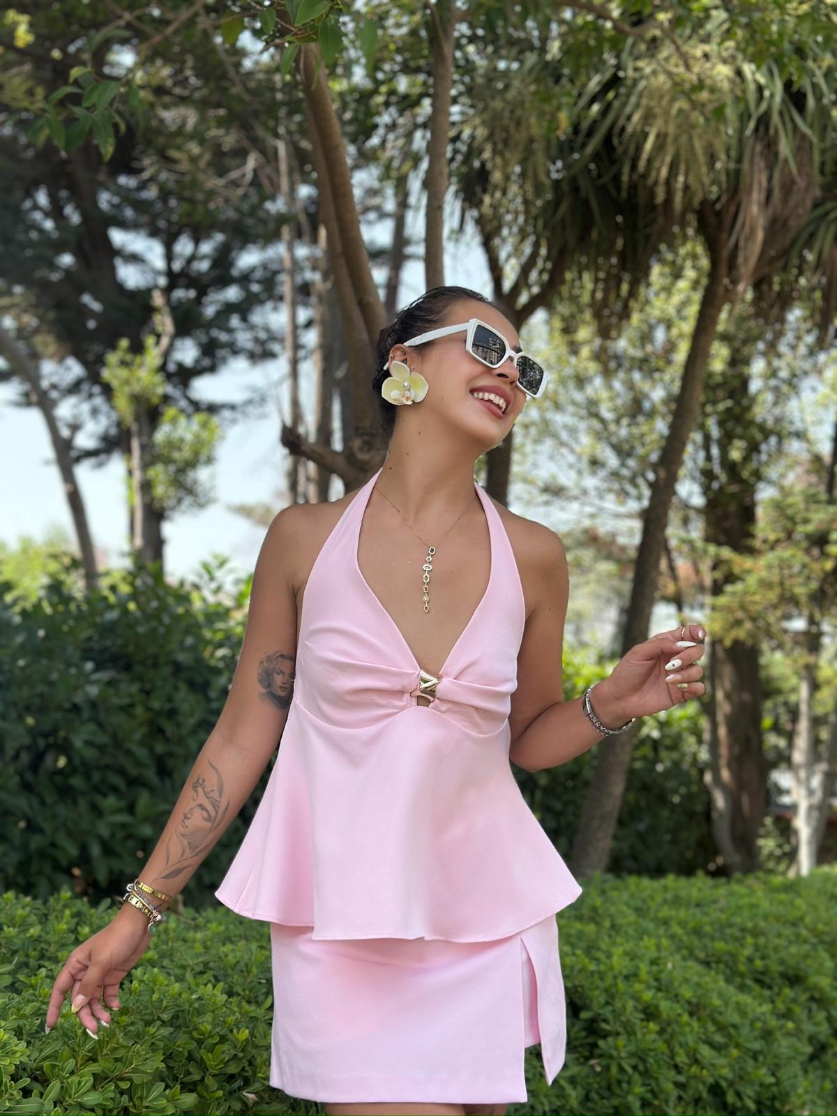 Boyundan Askılı Bluz 107206 Pembe