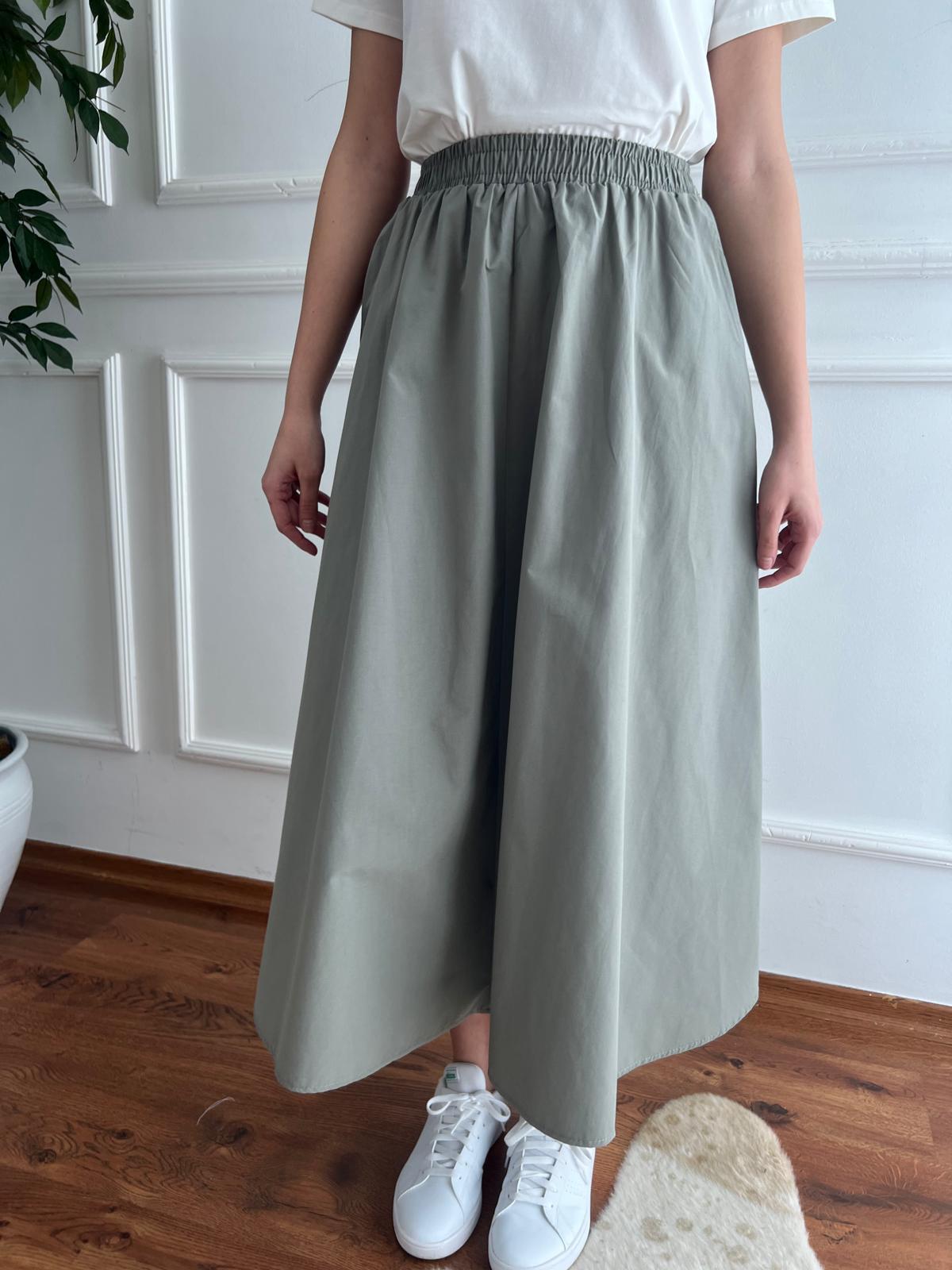 Cepli Beli Lastikli Paraşüt Kumaş Etek 7015 Haki