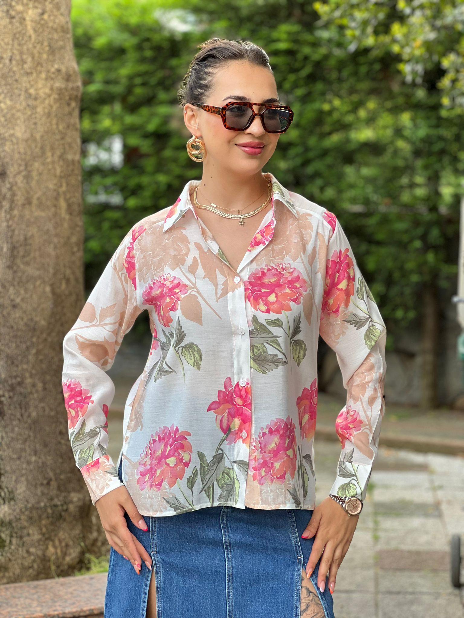 Çiçek Desenli Gömlek 30099 Pembe