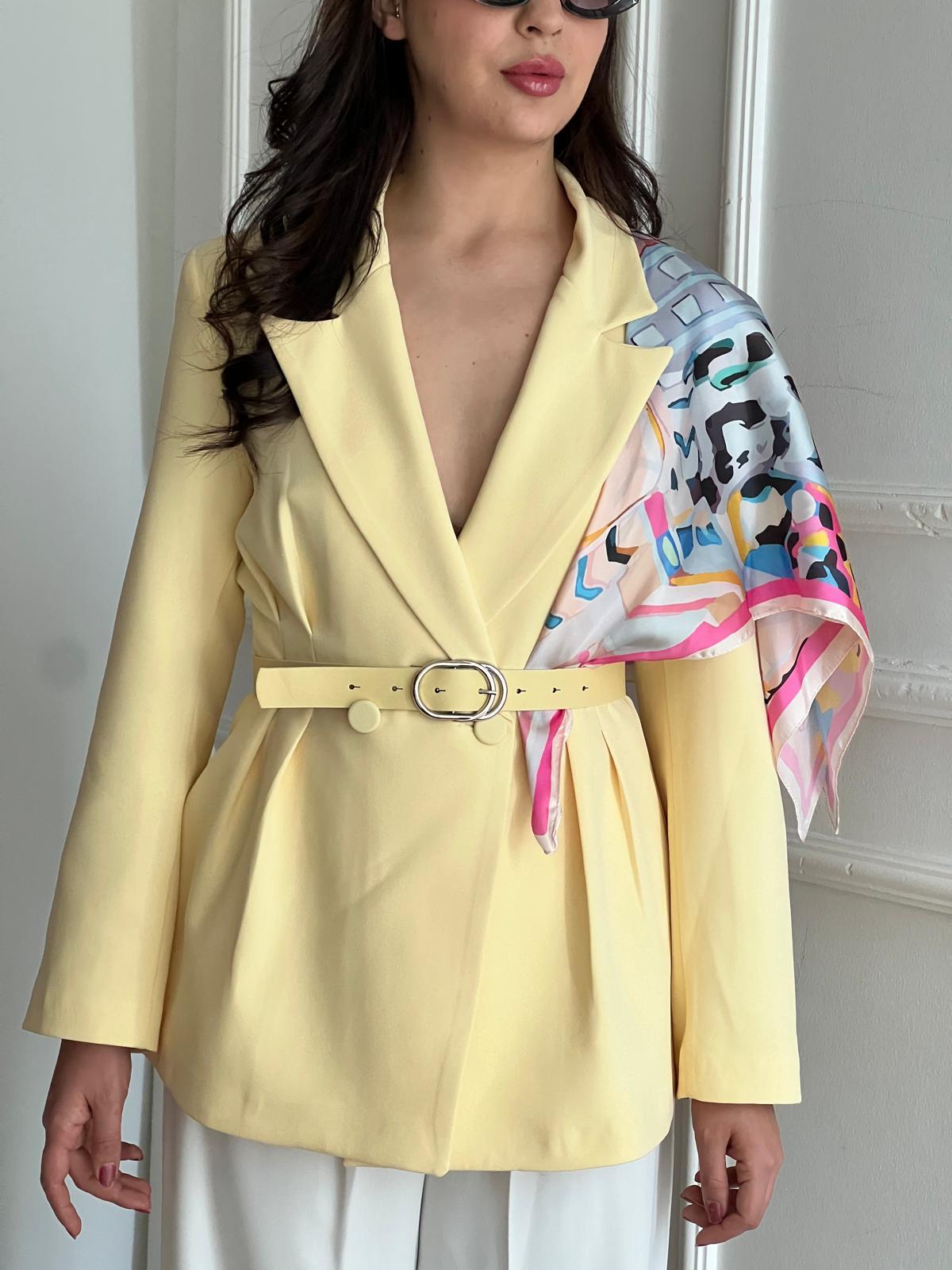 Çift Pileli Ceket 6337 Sarı