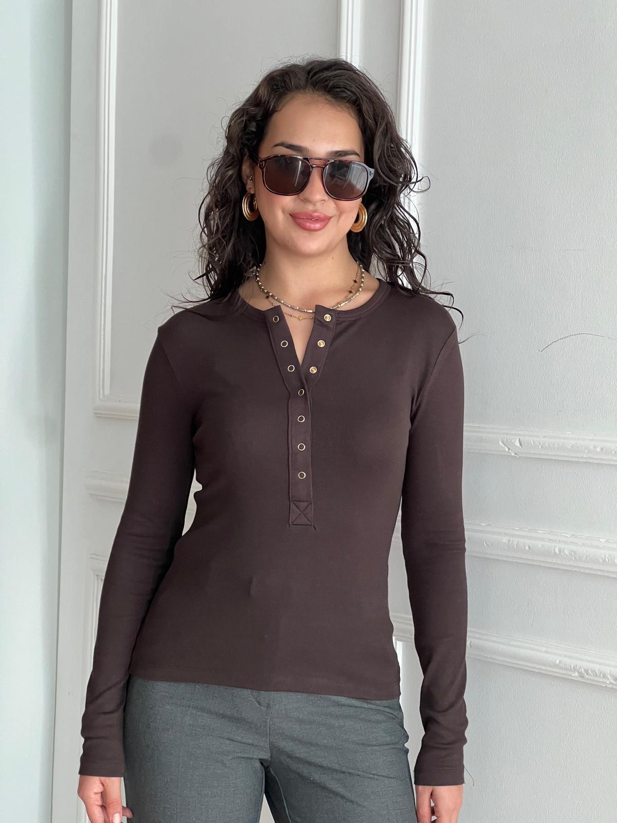 Çıtçıtlı Uzun Kollu Badi 32024 Koyu Kahve