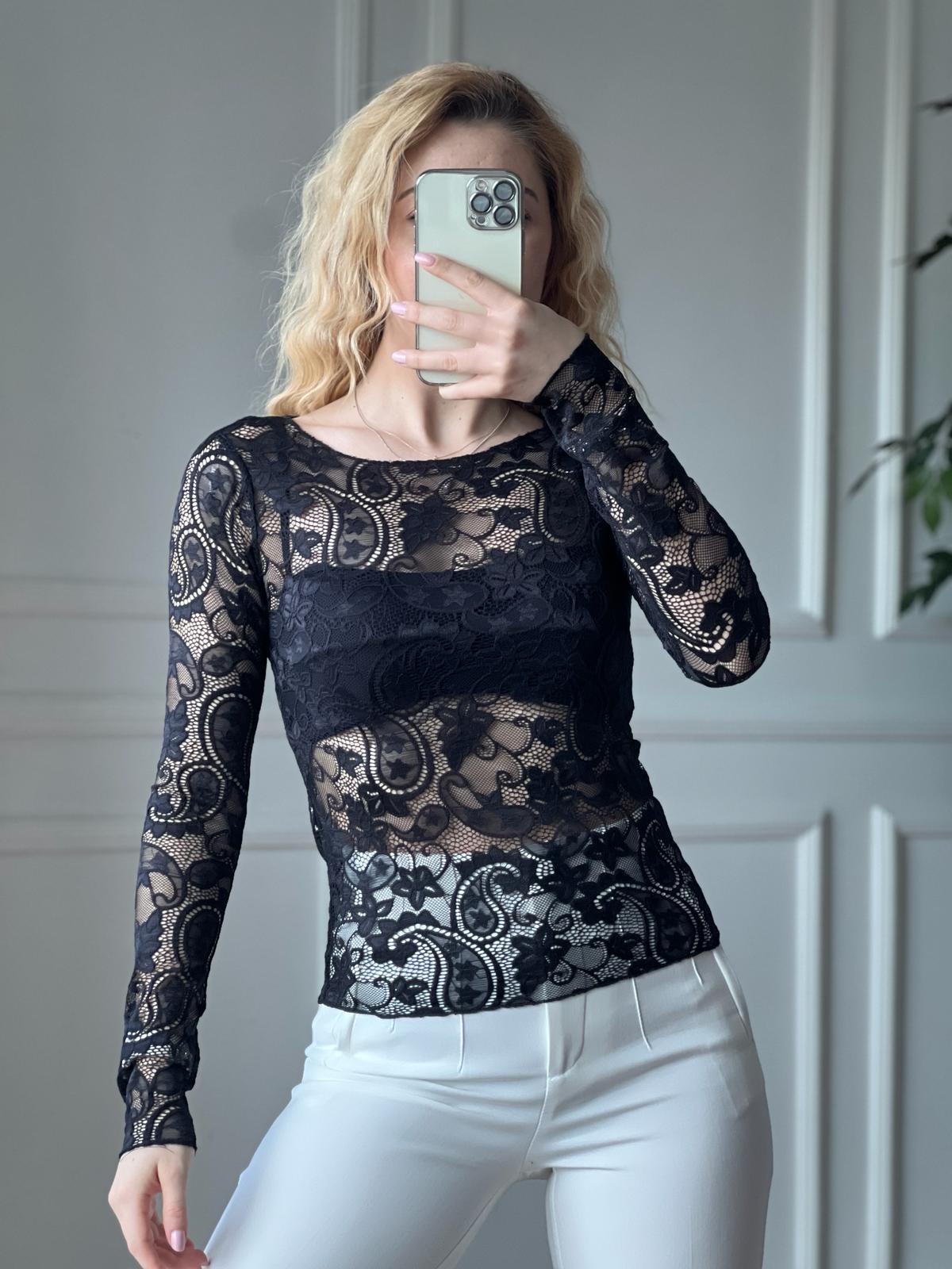 Dantel Bluz 16103 Siyah