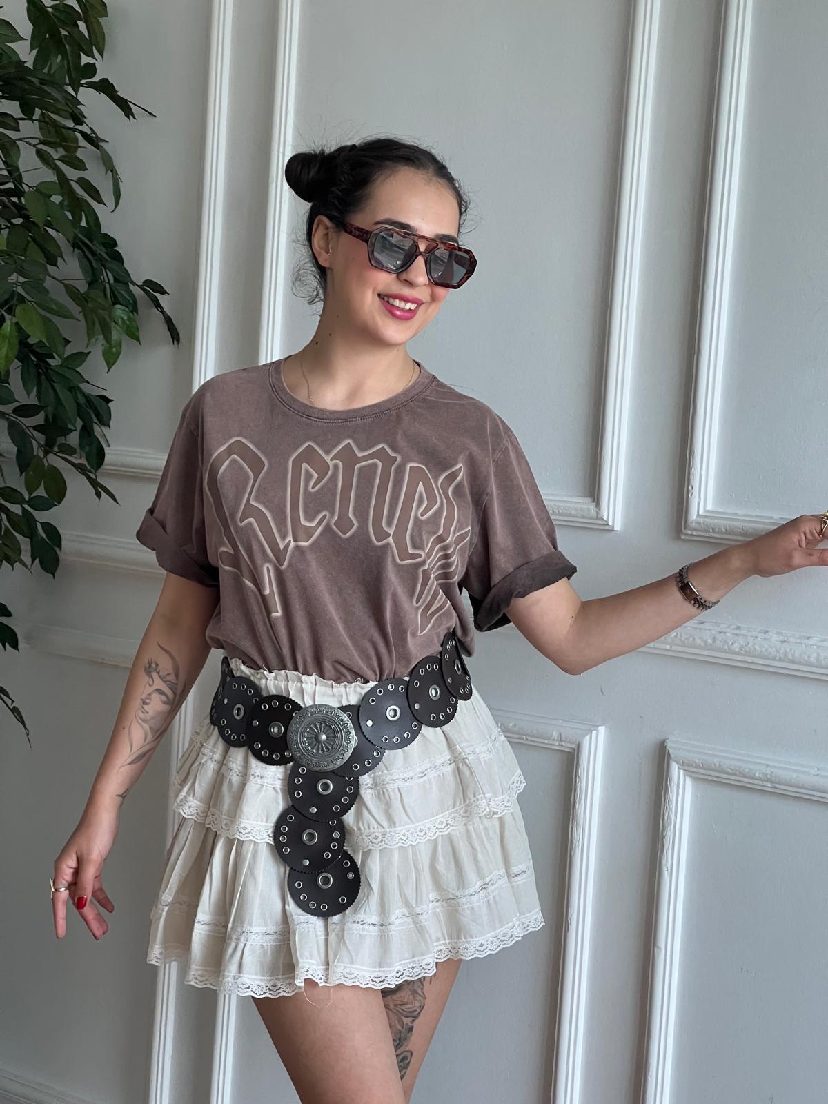 Dantel Geçişli Etek 251050 Bej