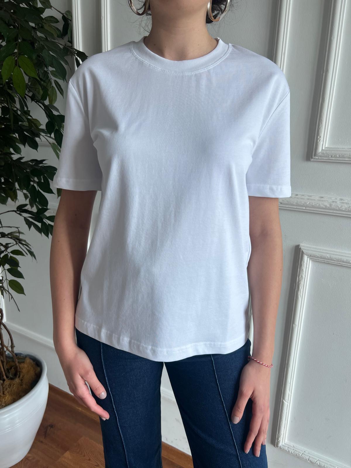 Dekoratif Dikişli Bisiklet Yaka 30312 Beyaz