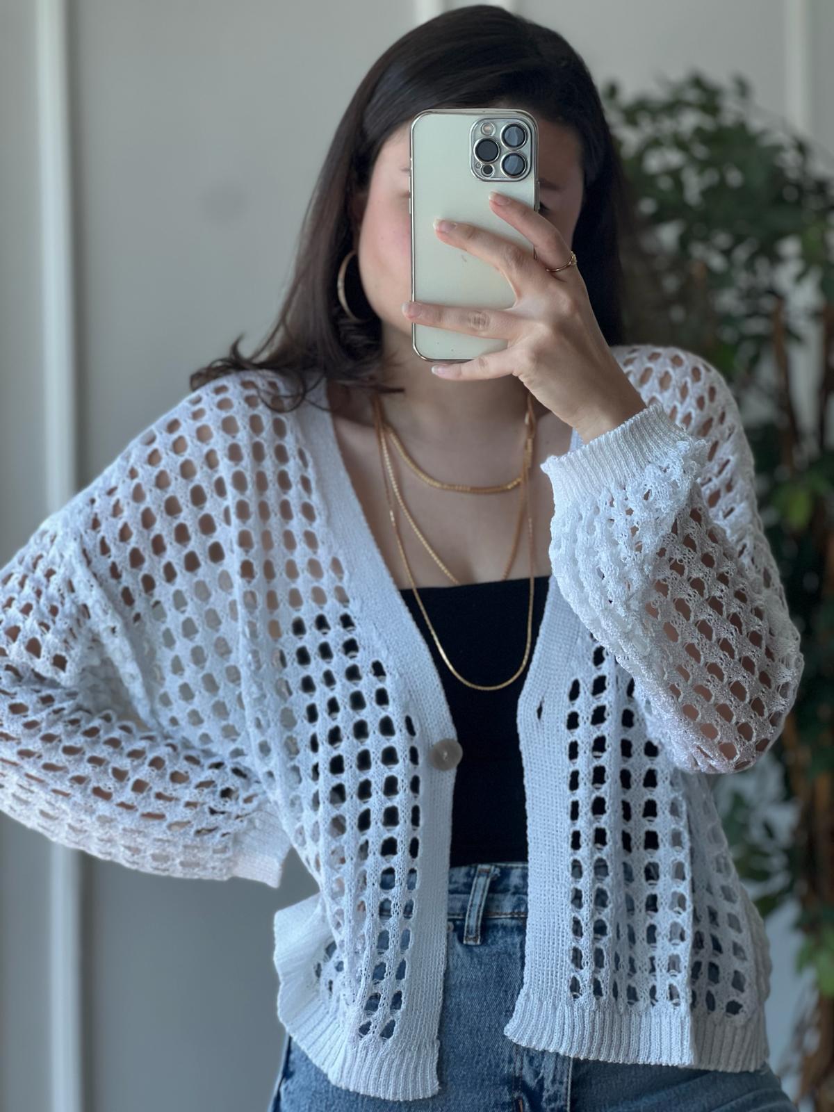 Delikli Hırka 0000 Beyaz