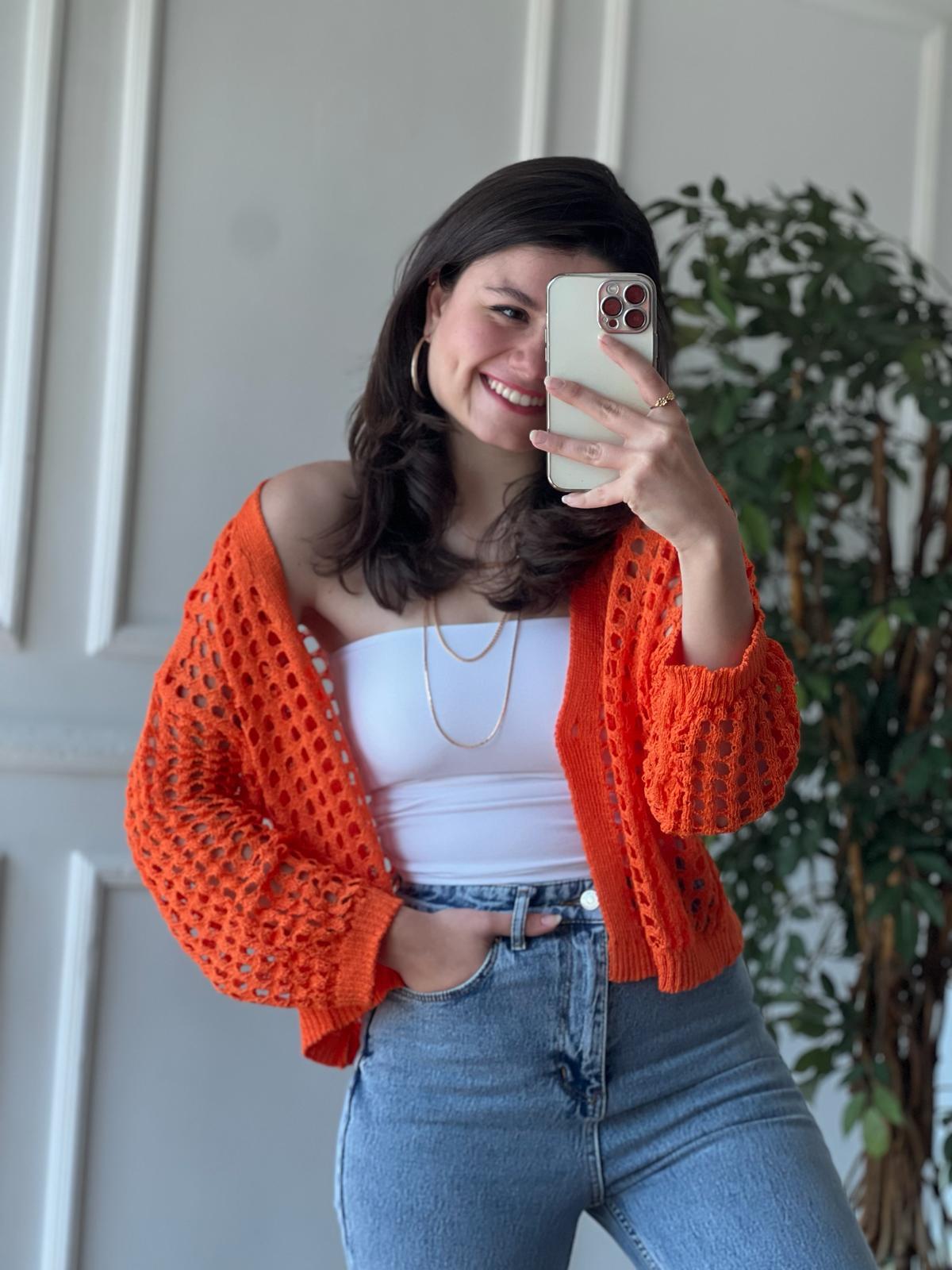 Delikli Hırka 0000 Turuncu