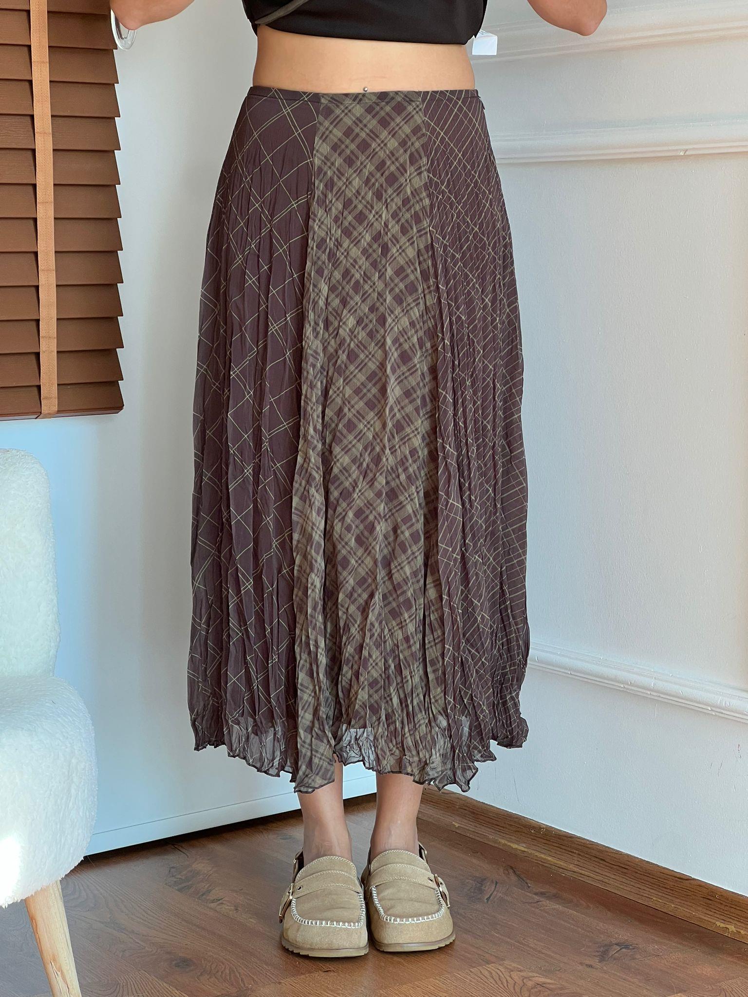 Desenli Kırışık Görünümlü Eetek 2216 Kahverengi