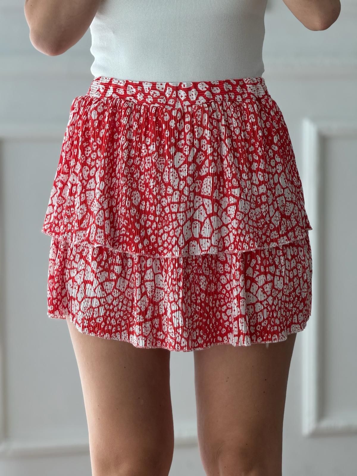 Desenli Şort Etek 27830 Kırmızı