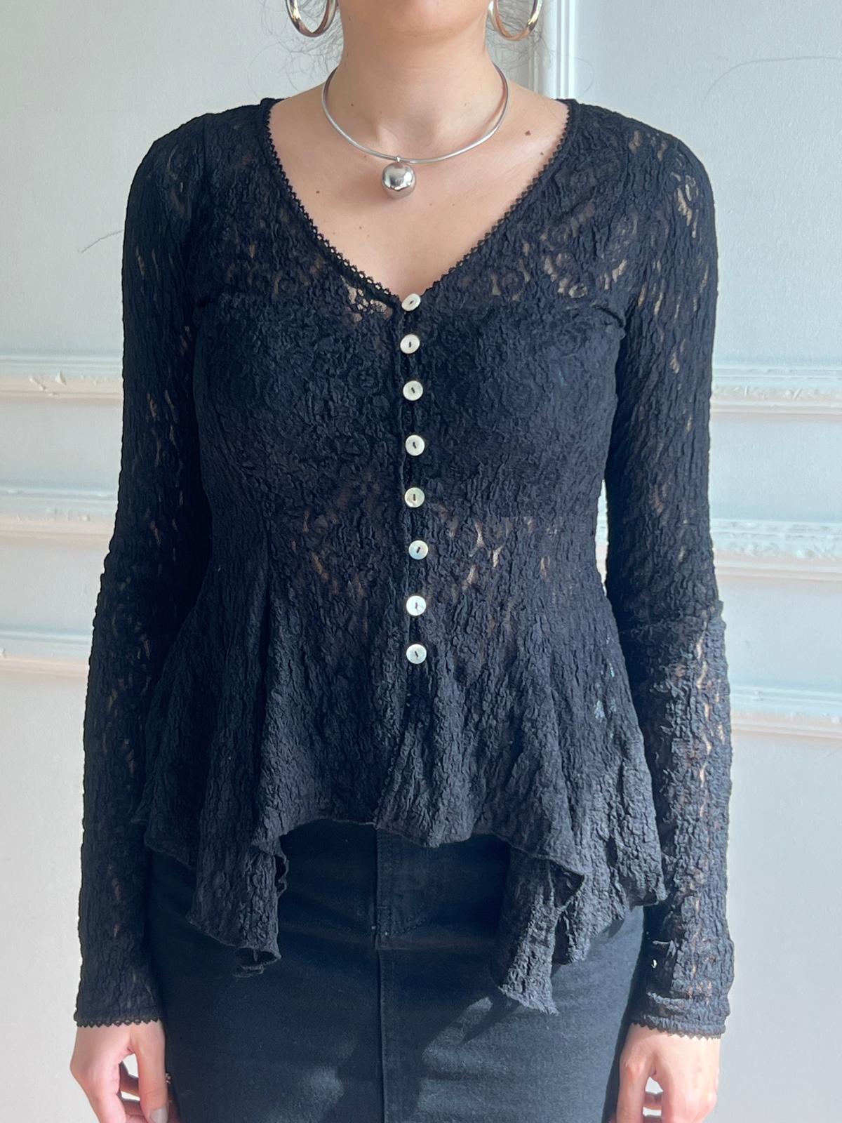 Dğpmeli Peplum Dantel Hırka 60433 Siyah