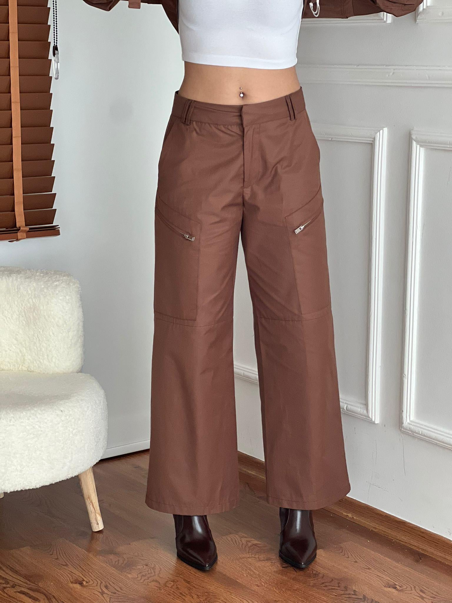 Dikim Fermuarlı Pantolon 2618057 Kahverengi